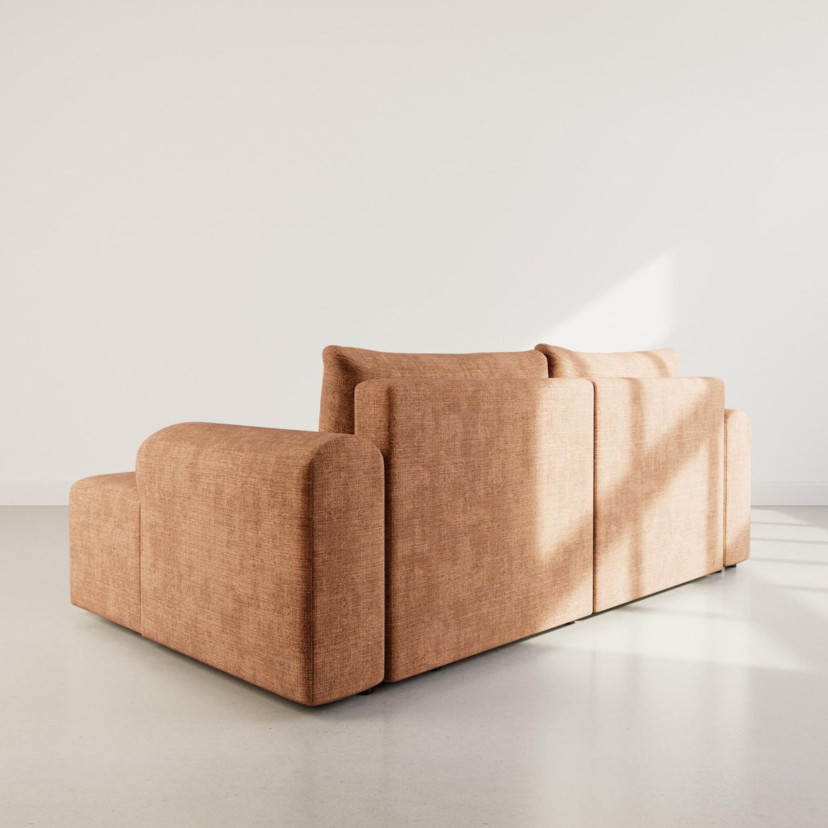 BEST MOBILIER Rebecca - canapé d'angle droit 4 places convertible avec coffre en velours texturé