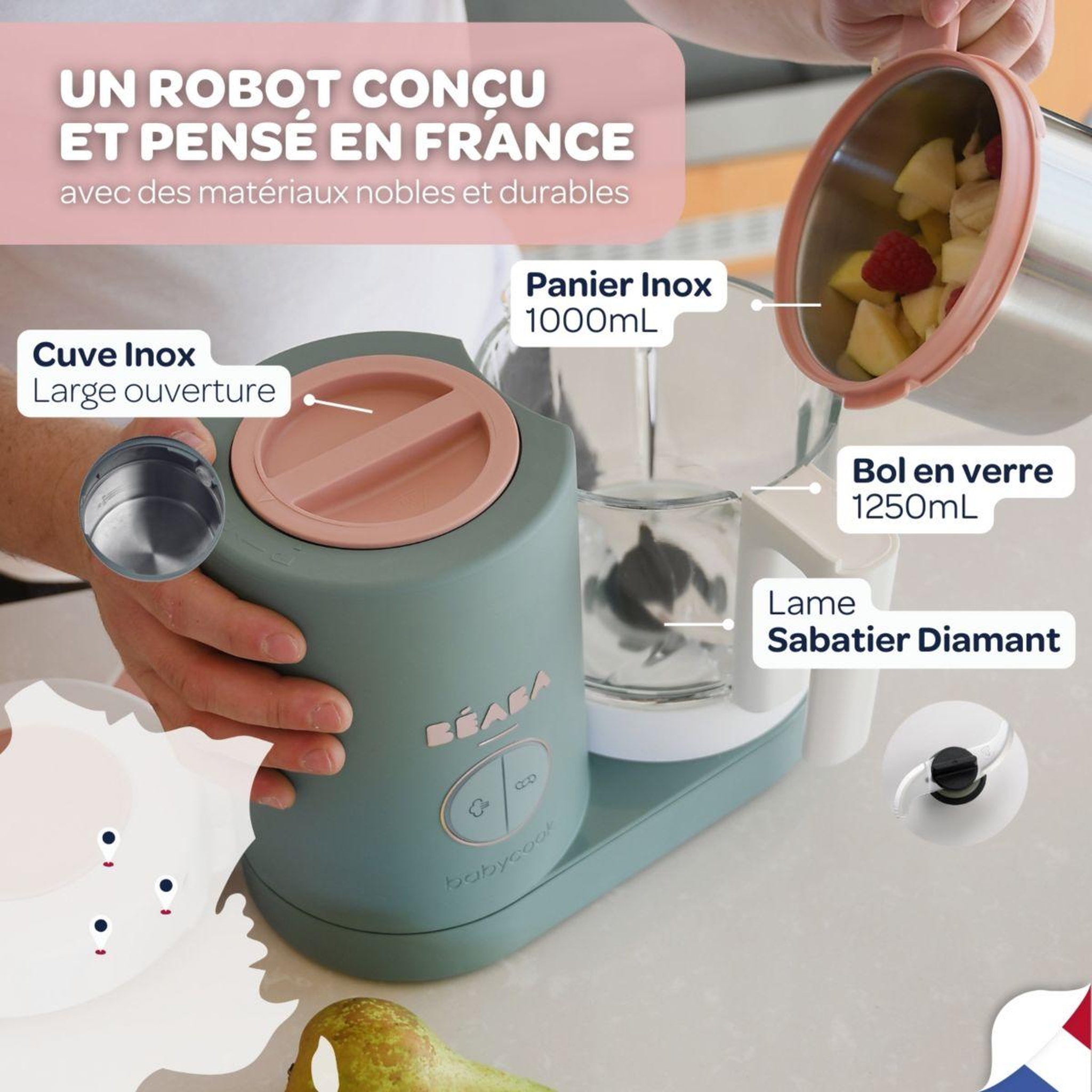 Voir la diapositive 5 : BEABA Mixeur cuiseur bébé babycook neo eucalyptus
