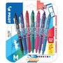 PILOT Lot de 7 stylos effaçables pointe moyenne noir/bleu/rouge/vert/rose/violet/bleu clair FriXion Ball Clicker + 1 To Do list