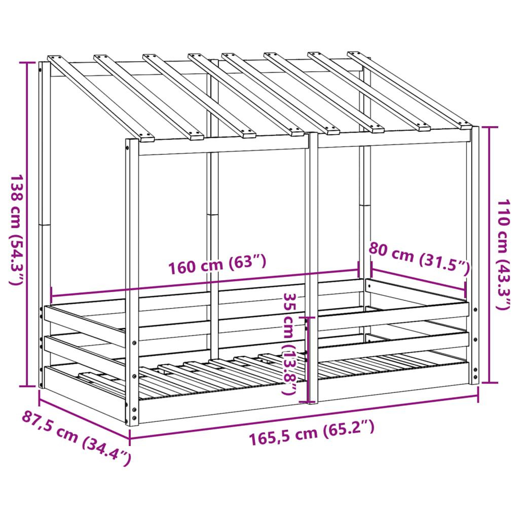 Voir la diapositive 6 : VIDAXL Lit pour enfants sans matelas cire marron 80x160 cm pin massif
