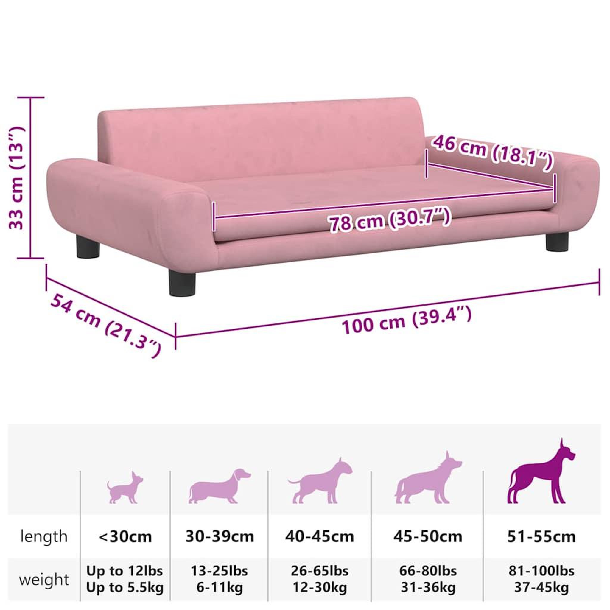 Voir la diapositive 6 : VIDAXL Lit pour chien rose 100x54x33 cm velours
