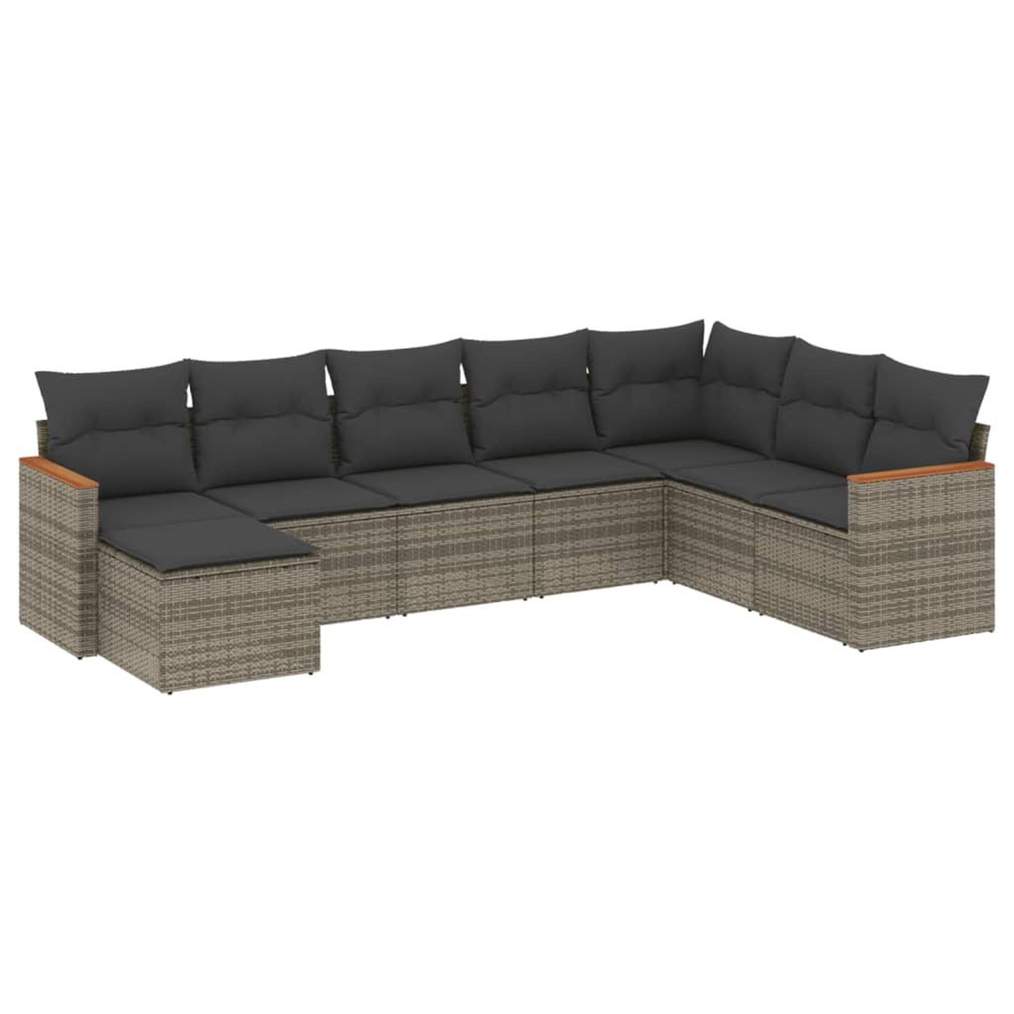 Voir la diapositive 2 : VIDAXL Salon de jardin 8 pcs avec coussins gris resine tressee