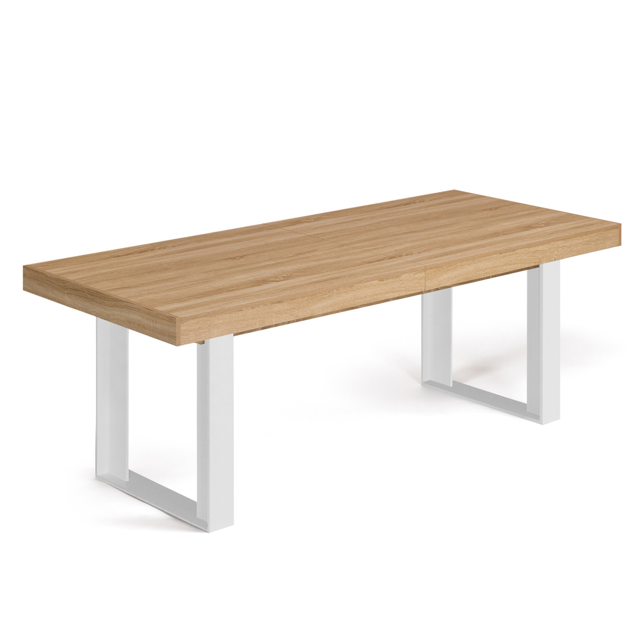 Voir la diapositive 4 : ID MARKET Table à manger extensible rectangle phoenix 6-12 personnes bois et blanc 200-300 cm
