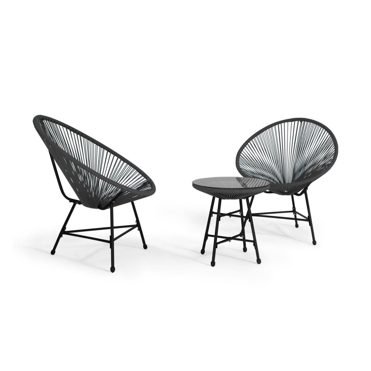 Inkazen Salon bas de jardin en résine gris 2 places IBIZA