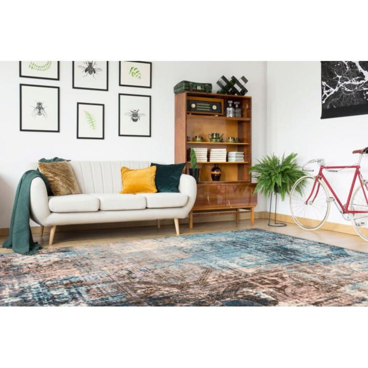 Paris Prix Tapis Vintage à Poils Courts  Indiana III  Bleu