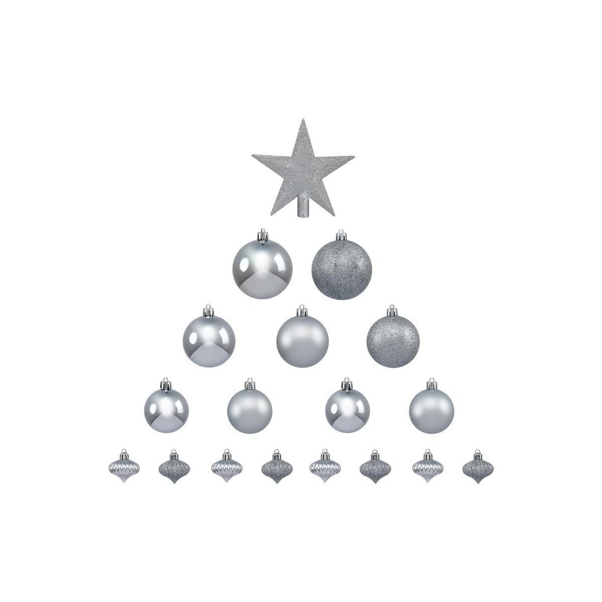 Voir la diapositive 2 : FEERIC LIGHT & CHRISTMAS Kit 18 pièces déco de noël  colorama  23cm argent