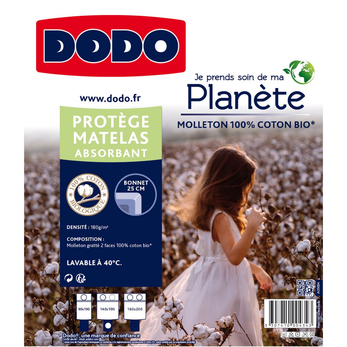 DODO Protège matelas absorbant en coton Bio ECO RESPONSABLE