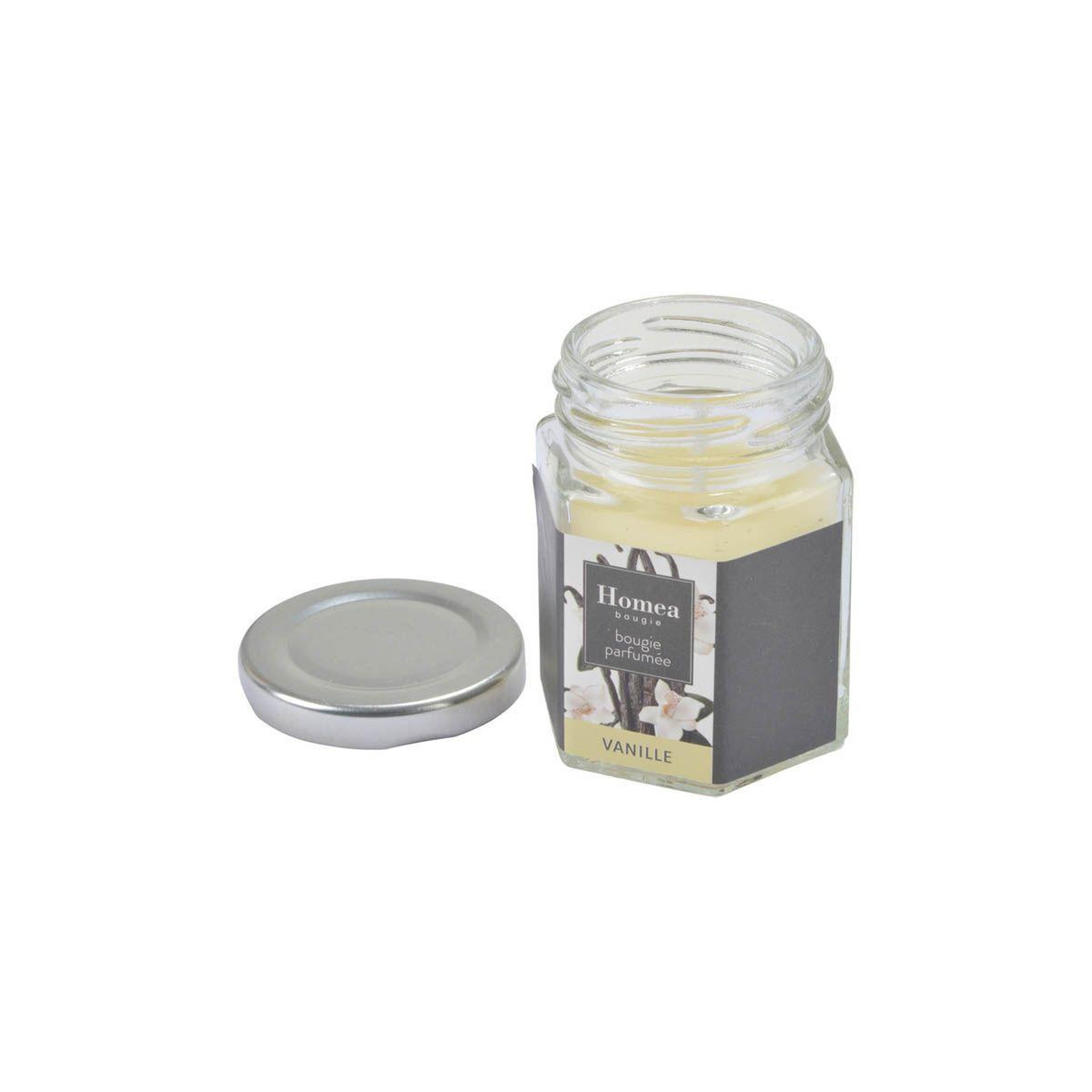 Voir la diapositive 2 : HOMEA Bougie verrine parfumée  essentiel ii  7cm vanille