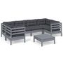 Voir la diapositive 2 : VIDAXL Salon de jardin 7 pcs avec coussins gris bois de pin