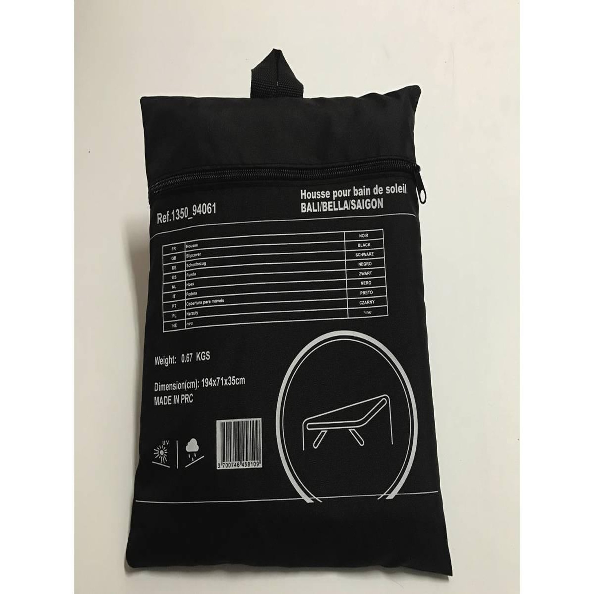 Voir la diapositive 3 : Habitat et Jardin Housse de protection pour bain de soleil - 194 x 71 x 35 cm - noir