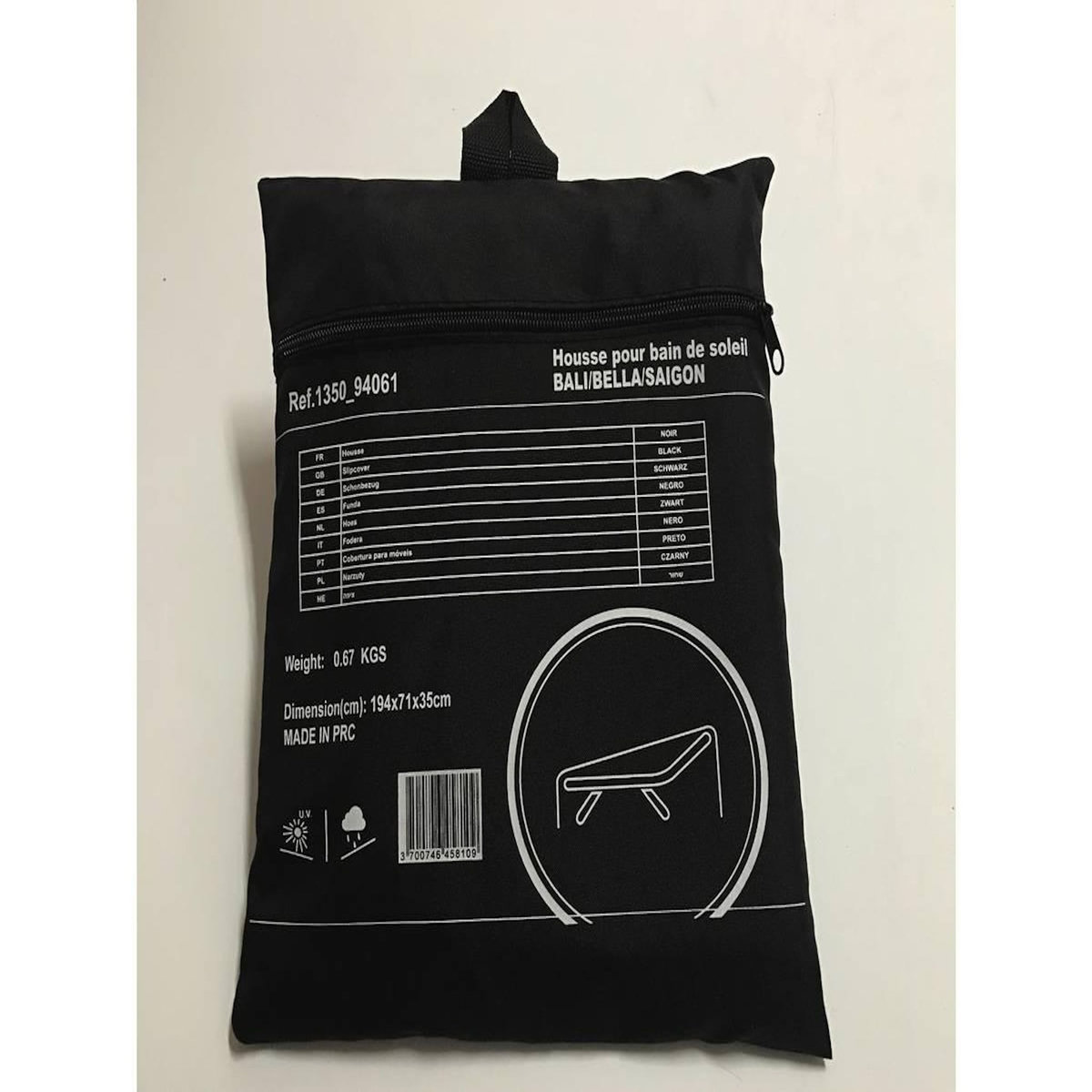 Habitat et Jardin Housse de protection pour bain de soleil - 194 x 71 x 35 cm - Noir