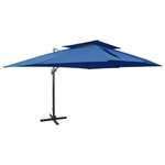 VIDAXL Parasol de jardin en porte-a-faux avec double toit bleu azure