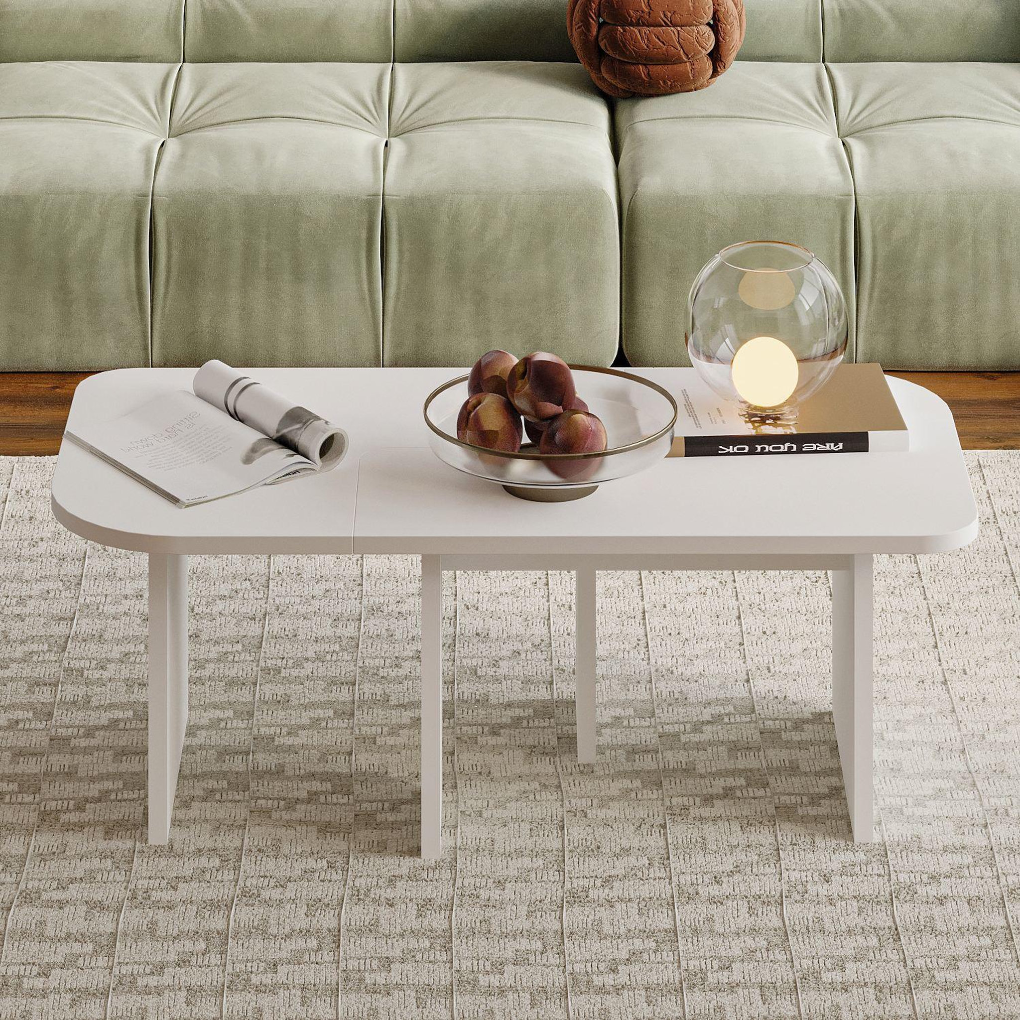 Voir la diapositive 3 : Habitat et Jardin Ensemble tables basses en bois  Iris  - 90 x 45 x 35 cm - Blanc