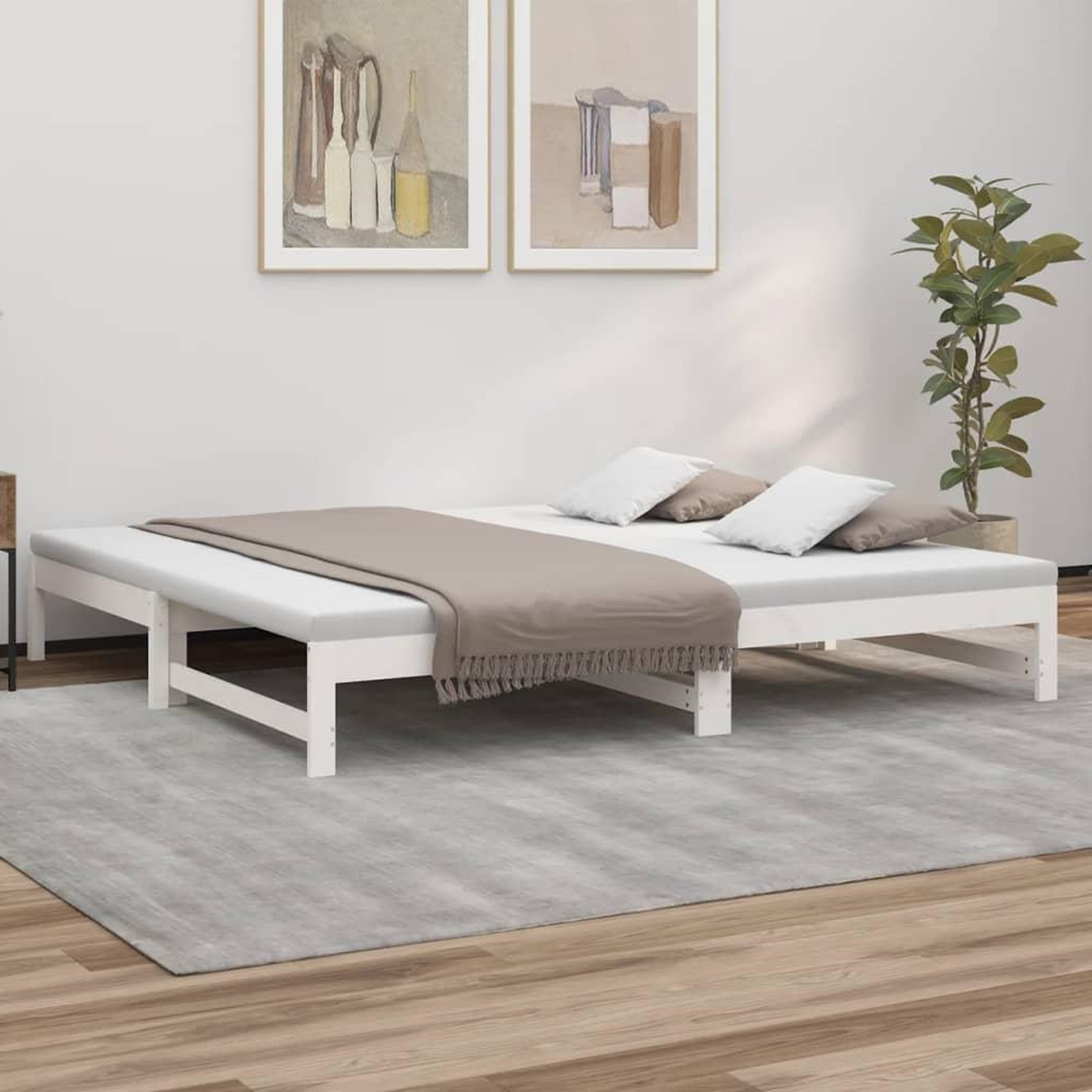 Voir la diapositive 1 : VIDAXL Lit coulissant sans matelas blanc 2x(90x200) cm