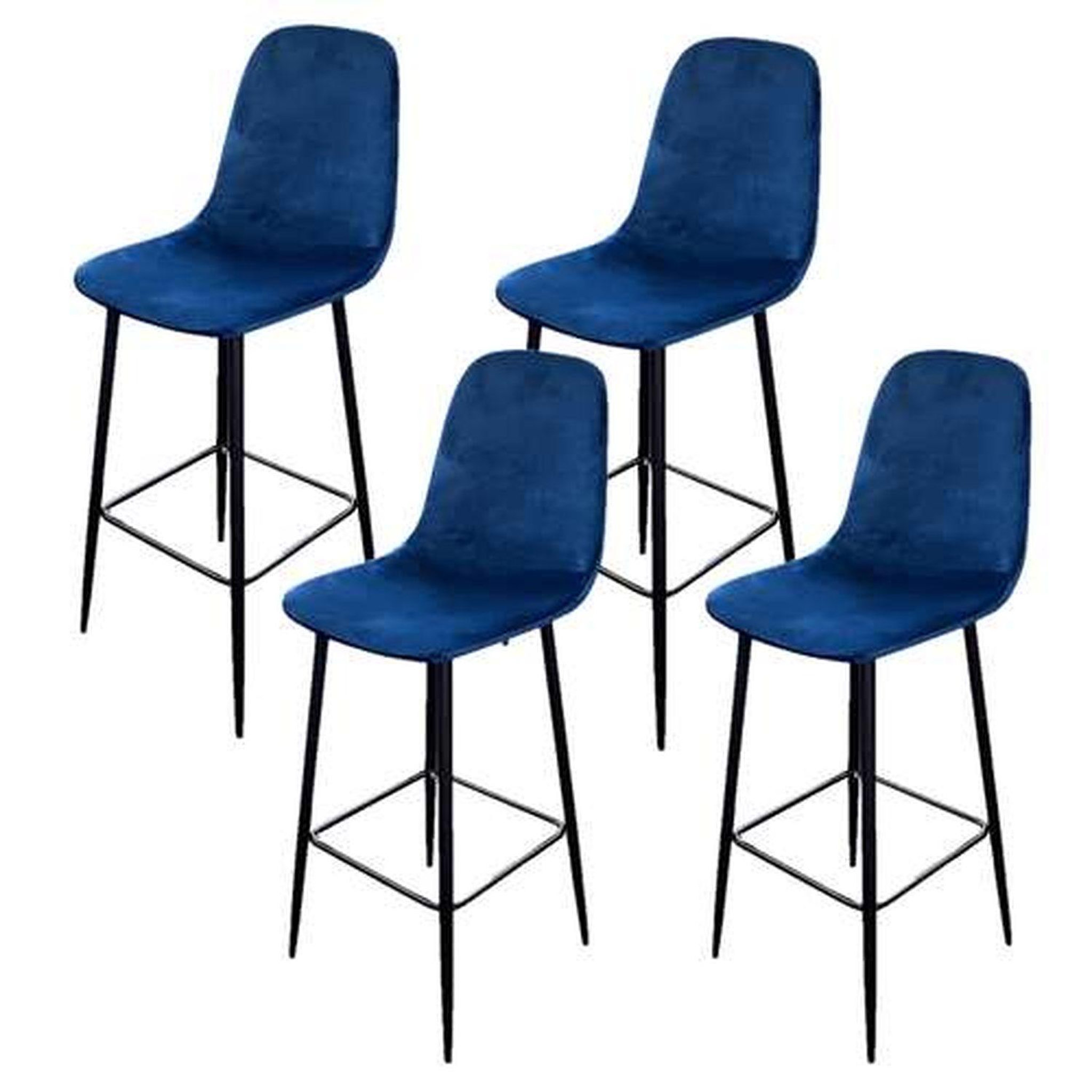 Voir la diapositive 1 : TOILINUX Lot de 4 Tabourets de bar en velours vintage Inoui