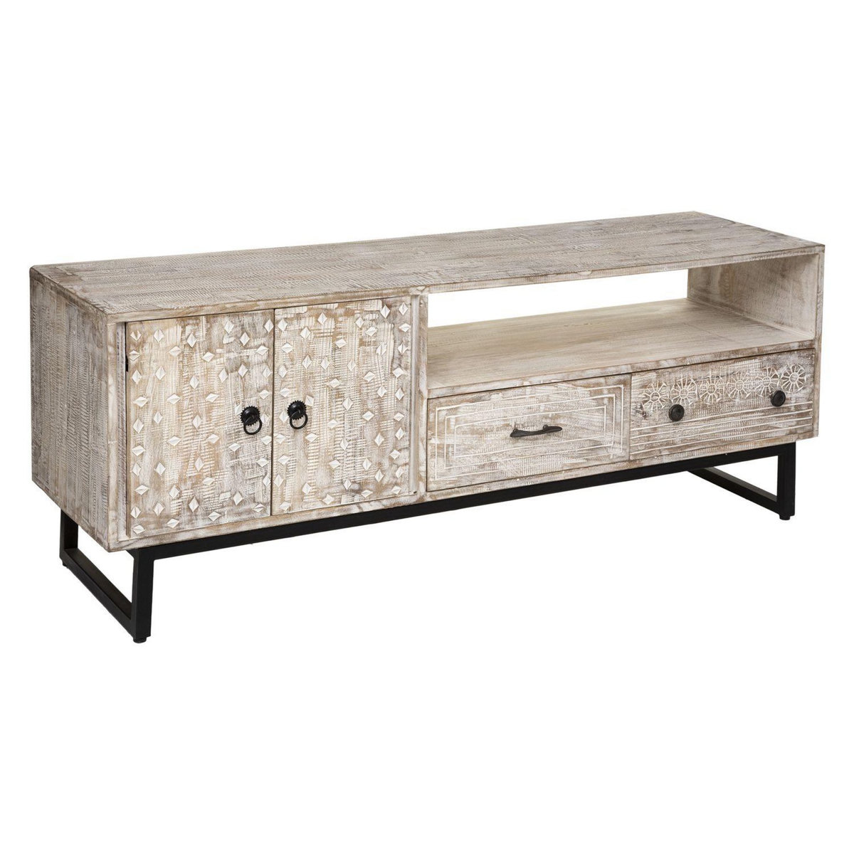 ATMOSPHERA Meuble TV 2 portes et 2 tiroirs Ajay - Beige