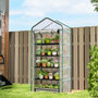 Voir la diapositive 6 : OUTSUNNY Serre de jardin balcon 5 niveaux porte acier PE transparent