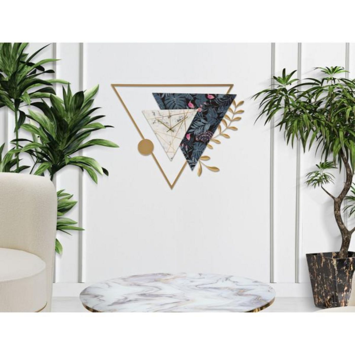 Paris Prix Horloge Murale en Métal  Triangle  75cm Multicolore