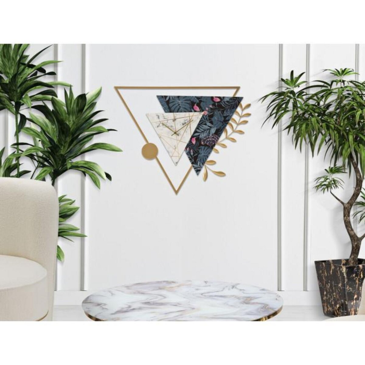 Paris Prix Horloge Murale en Métal  Triangle  75cm Multicolore