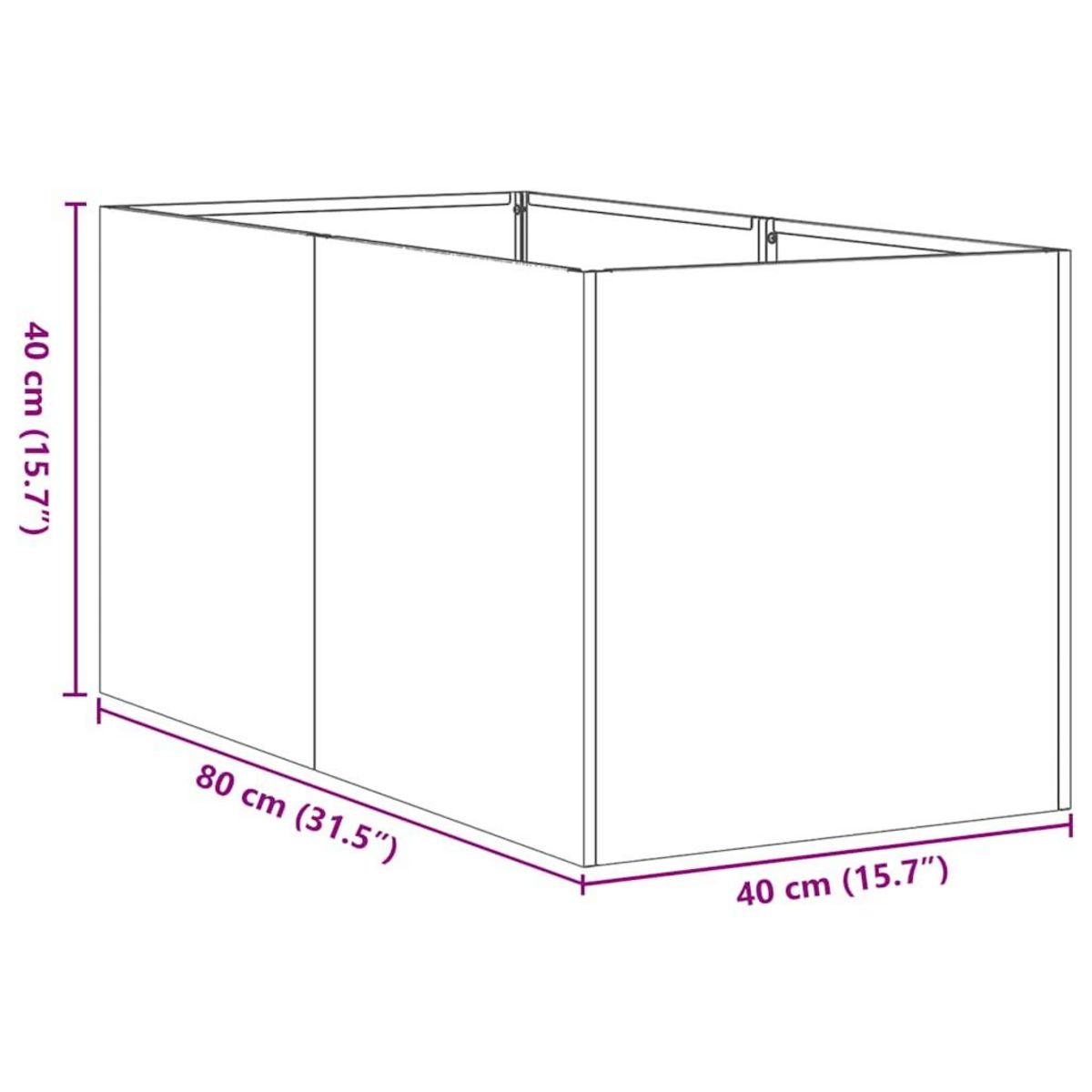 VIDAXL Jardiniere rouille 40x80x40 cm acier inoxydable