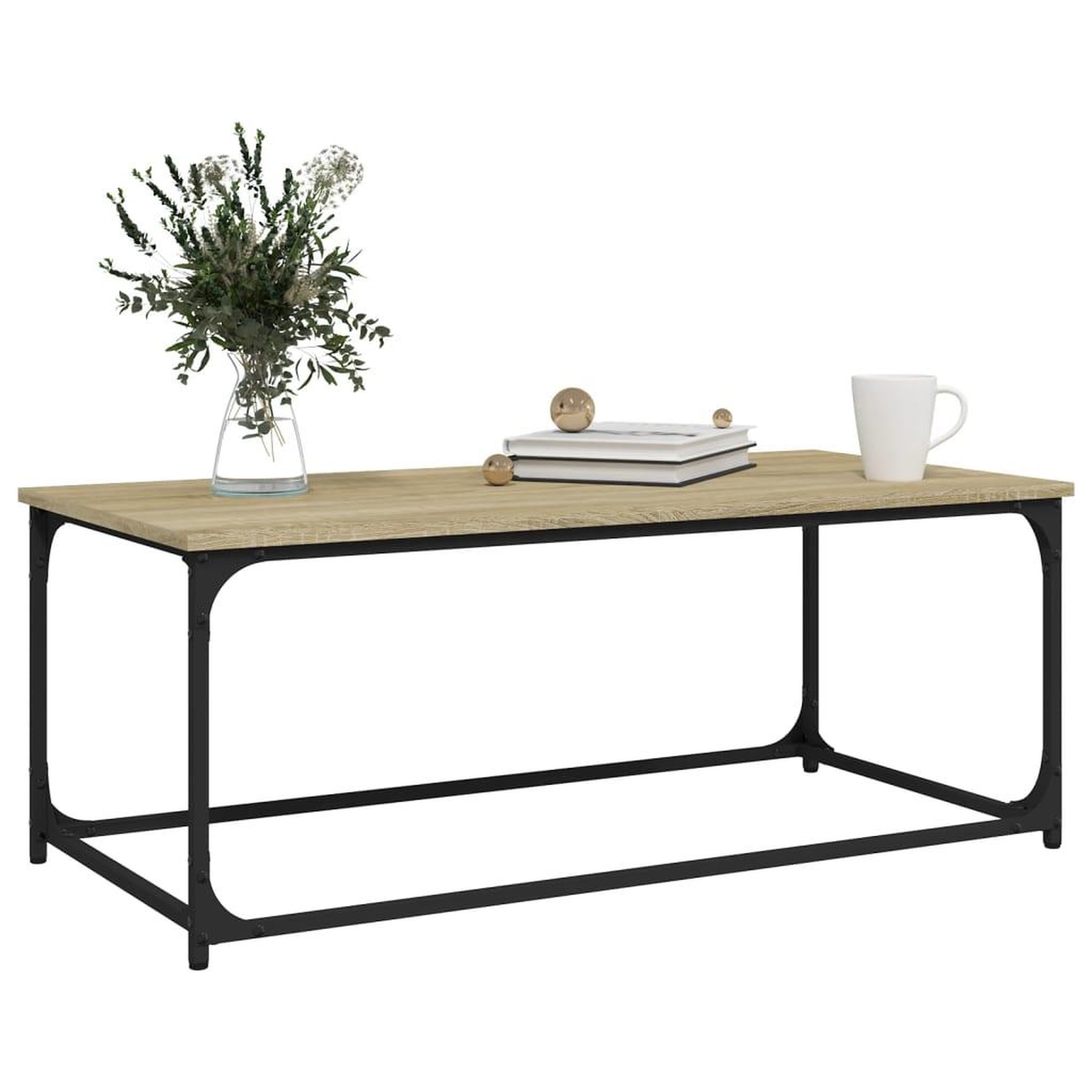 Voir la diapositive 4 : VIDAXL Table basse Chene sonoma 102x50x40 cm Bois d'ingenierie et fer