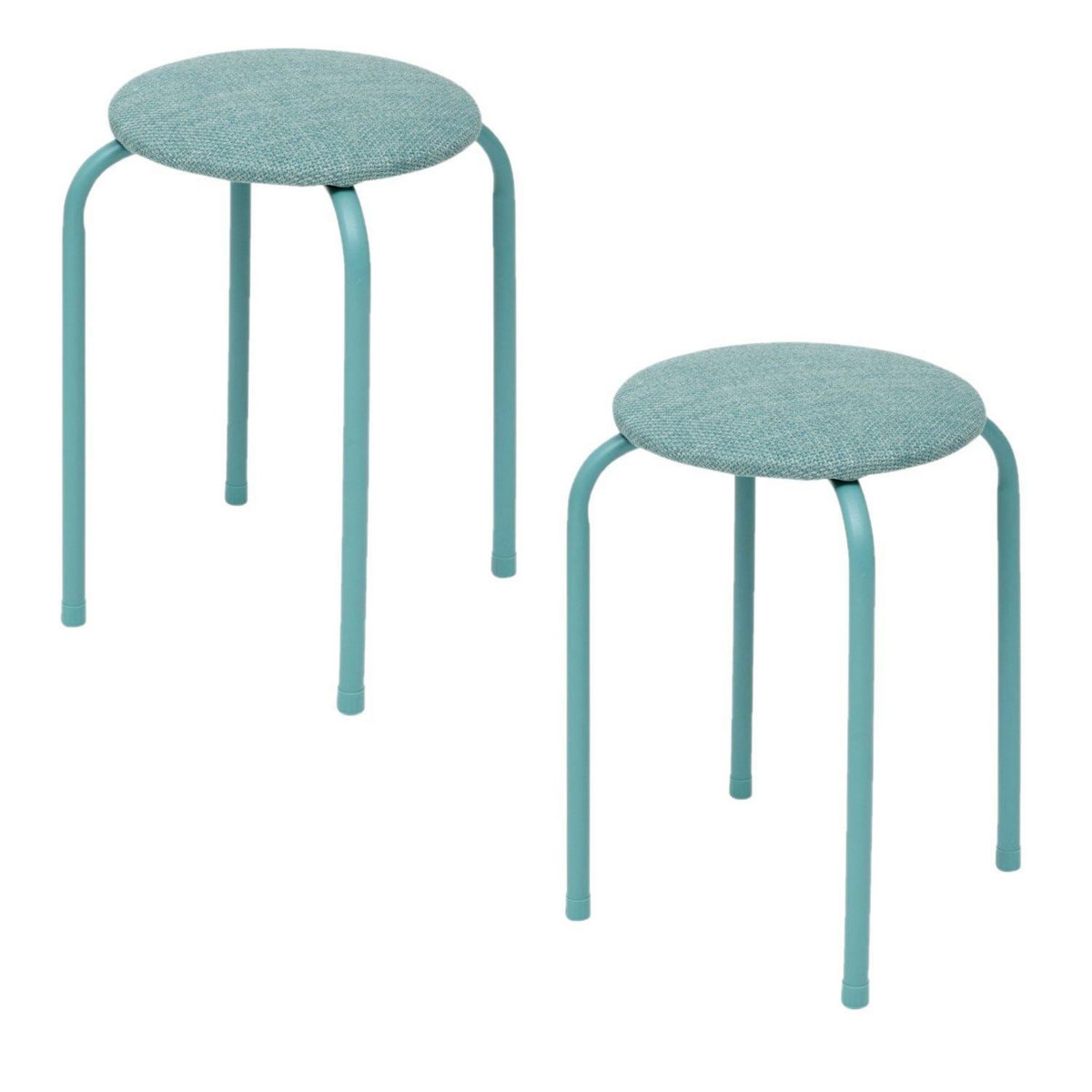 FIVE Lot de 2 tabourets d'appoint en métal et tissu chiné FLEXY