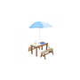 Voir la diapositive 3 : Axi House AXI Dennis Table sable et eau Picnic avec cuisine evier et banc Marron Parasol Bleu Blanc