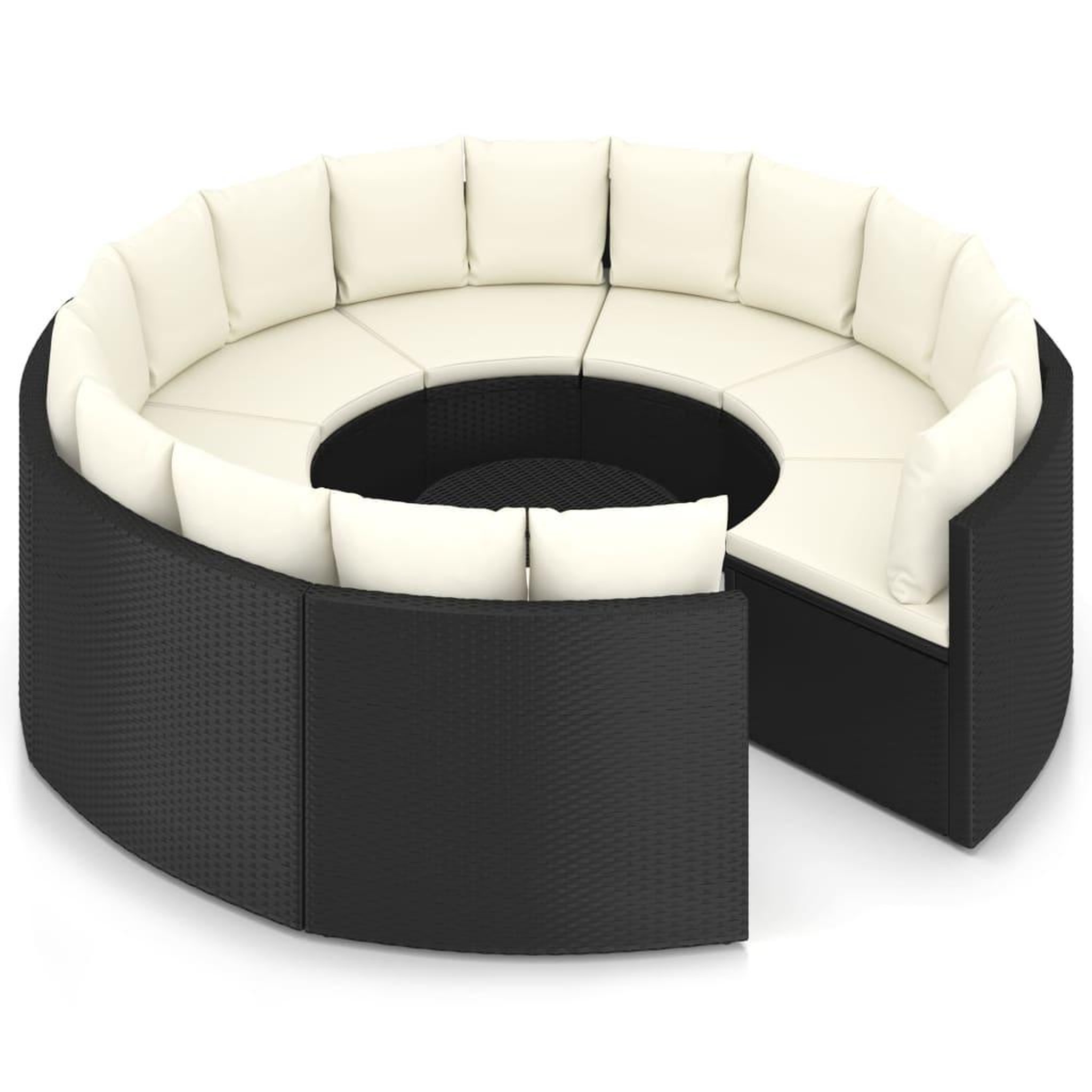Voir la diapositive 3 : VIDAXL Salon de jardin 9 pcs avec coussins resine tressee noir