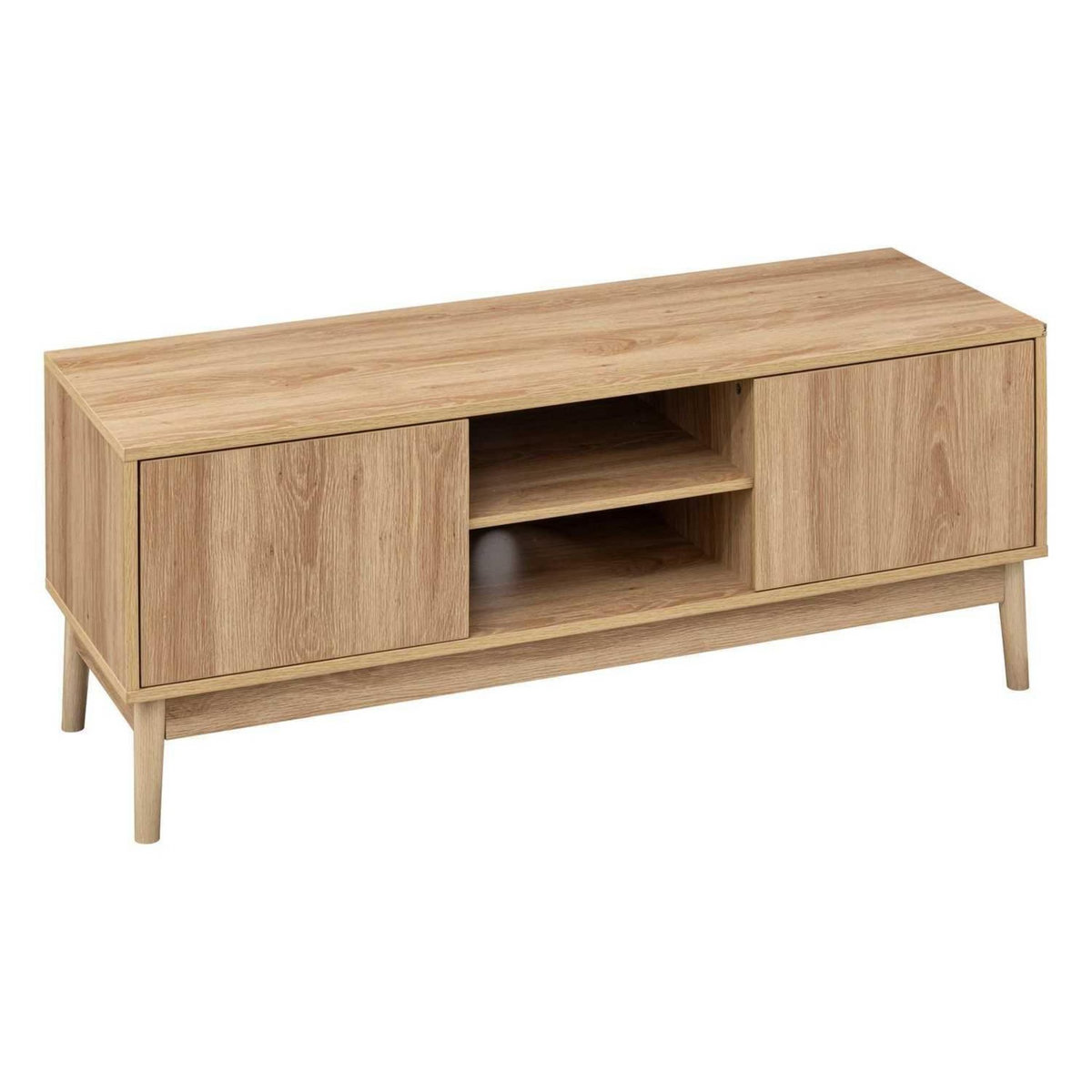 FIVE Meuble TV Liam 2 portes et 2 niches - Marron