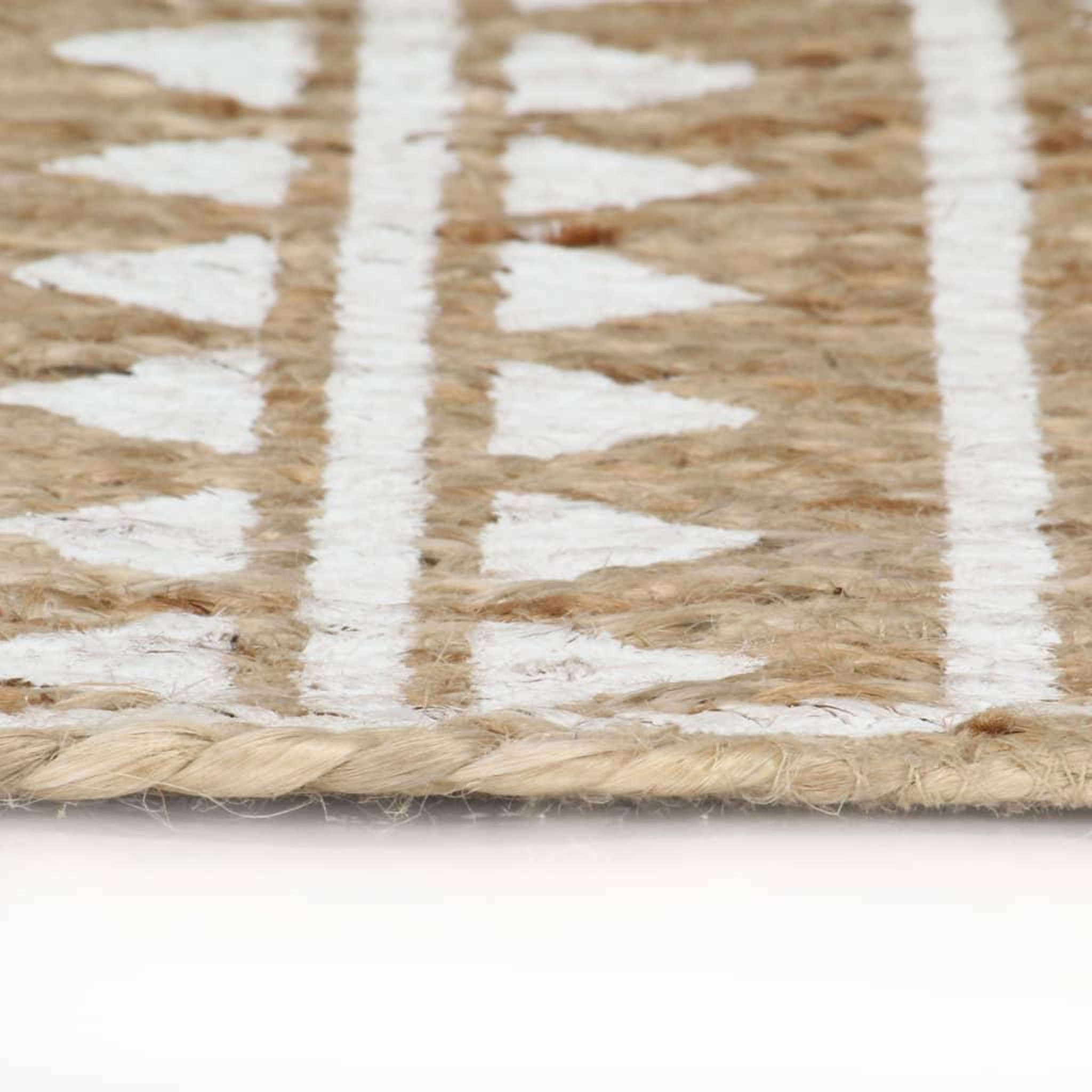 Voir la diapositive 3 : VIDAXL Tapis fait a la main Jute avec imprime blanc 150 cm