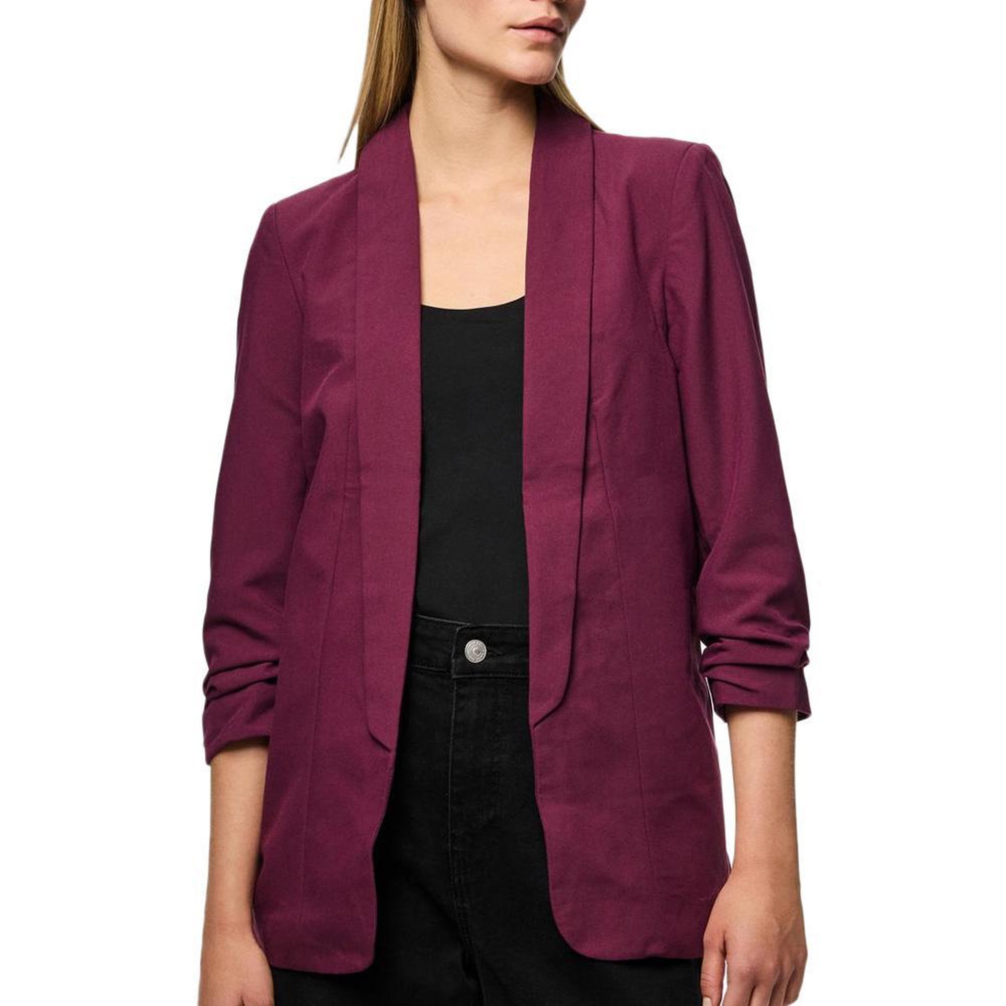 Pieces Blazer Prune Femme Pieces Bosella 3/4. Coloris disponibles : Violet