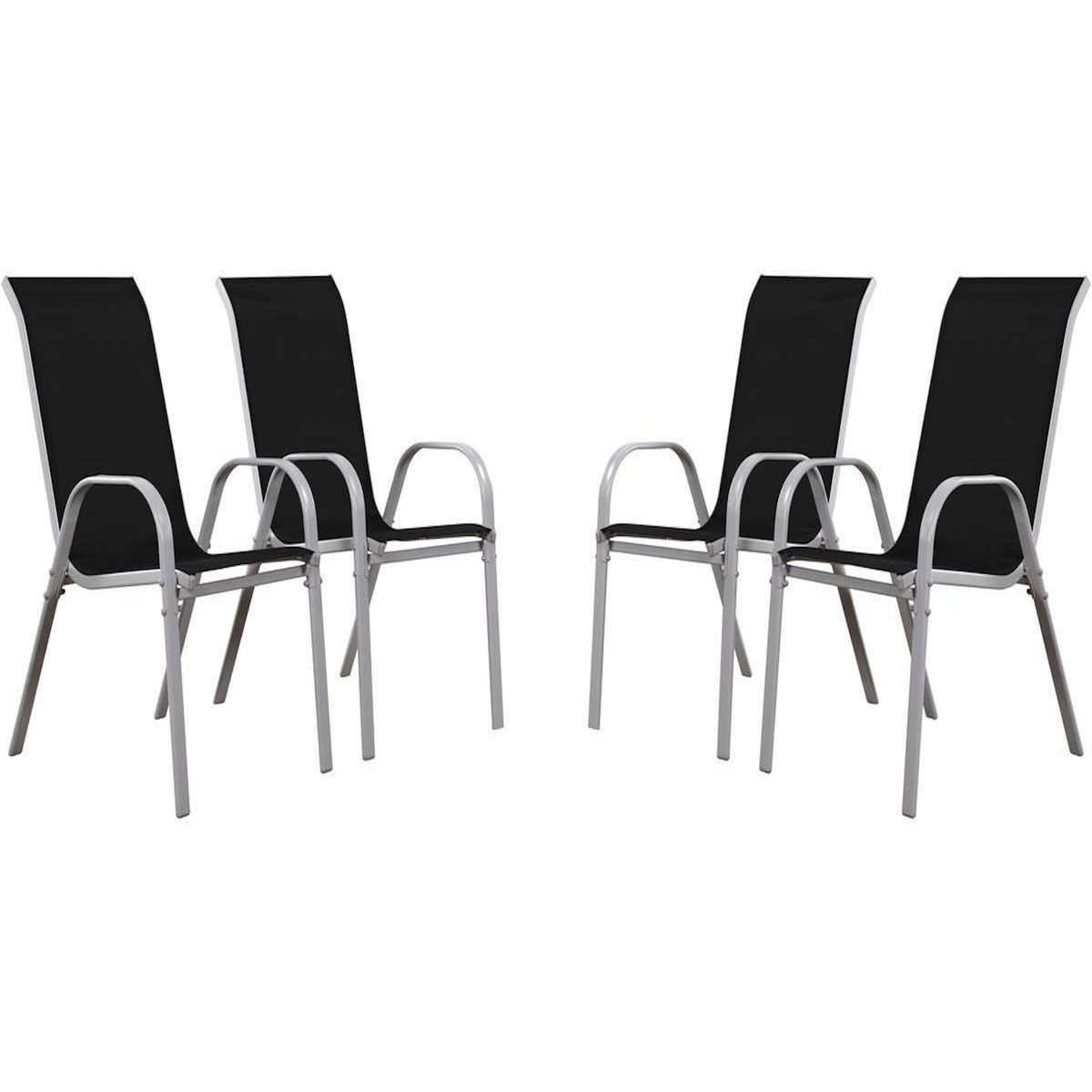 Habitat et Jardin Fauteuil jardin Textilène  Cordoba  - Phoenix - Noir - Lot de 4