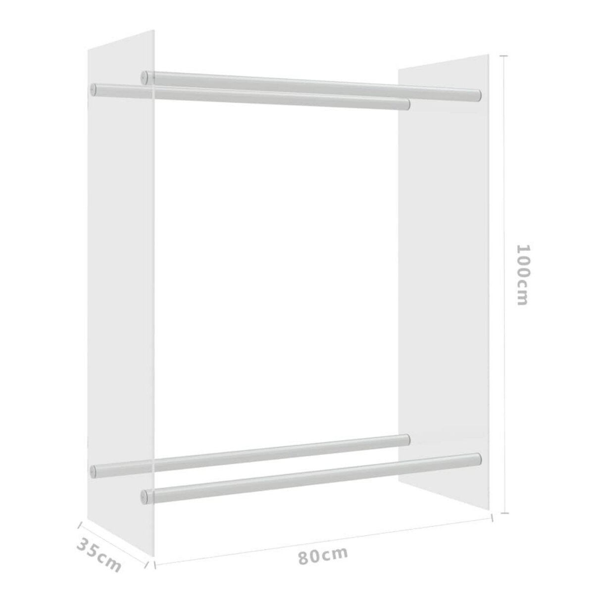 VIDAXL Portant de bois chauffage Transparent 80x35x100 cm Verre trempe