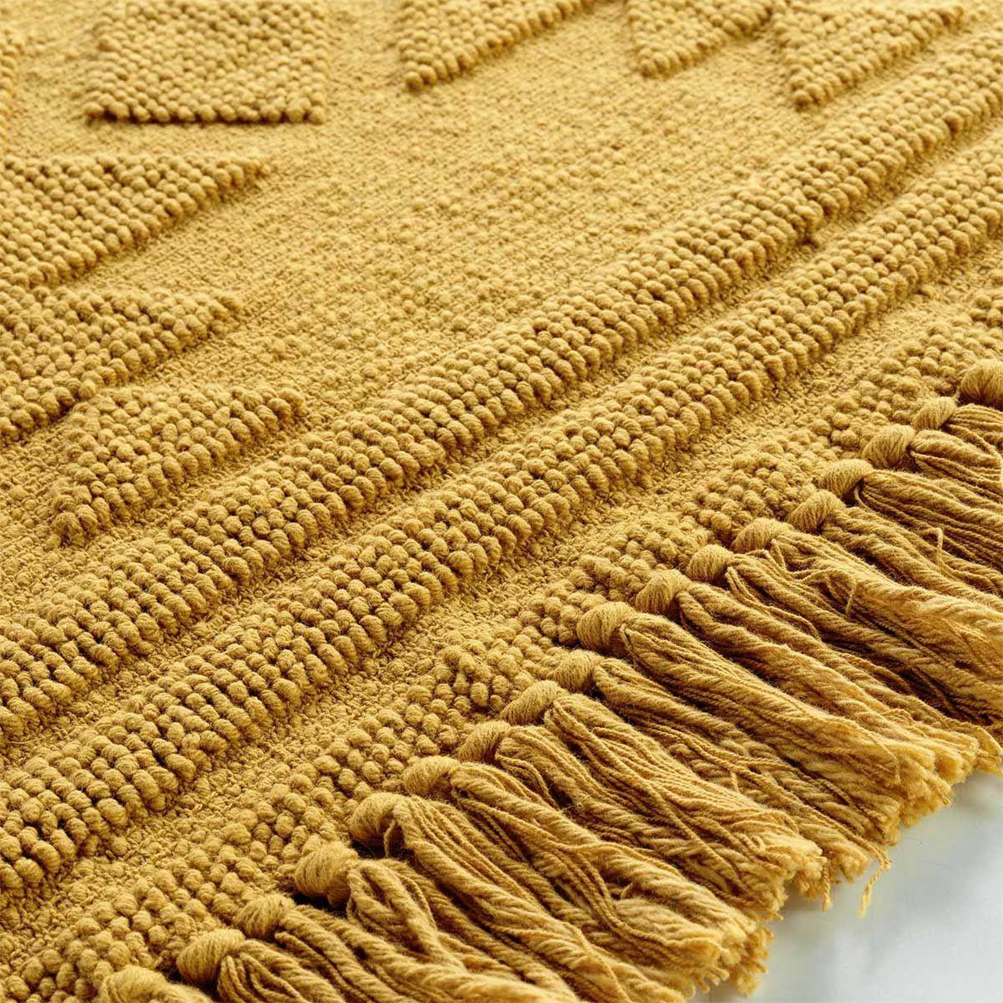 Voir la diapositive 2 : Douceur d'Intérieur Tapis déco à franges  cilaos  60x90cm safran