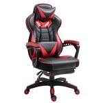 VINSETTO Vinsetto Fauteuil de bureau gamer style baquet racing - pivotant, inclinable - coussin lombaire, tétière, repose-pieds inclus - revêtement synthétique rouge noir