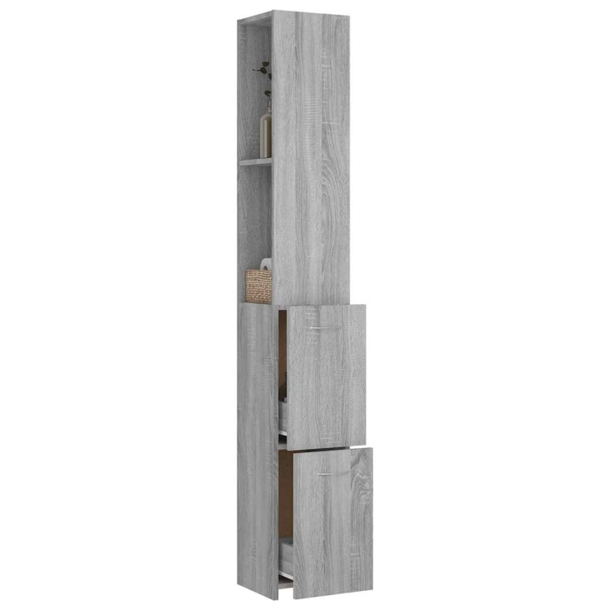 VIDAXL Armoire de bain sonoma gris 25x26,5x170 cm bois d'ingenierie