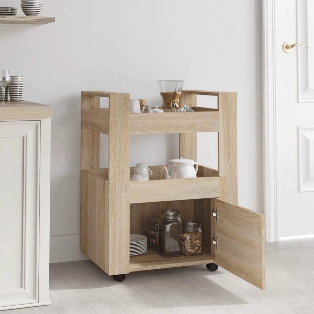 VIDAXL Chariot de cuisine Chene sonoma 60x45x80 cm Bois d'ingenierie