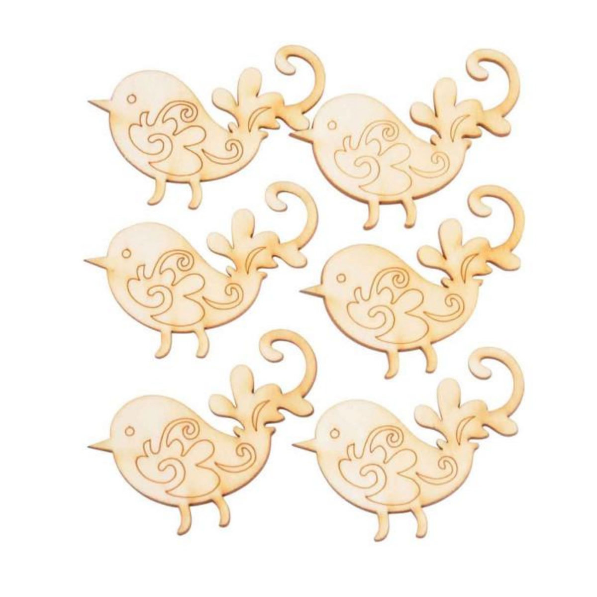 Paris Prix Lot de 8 Embellisseurs en Bois  Oiseaux  Naturel