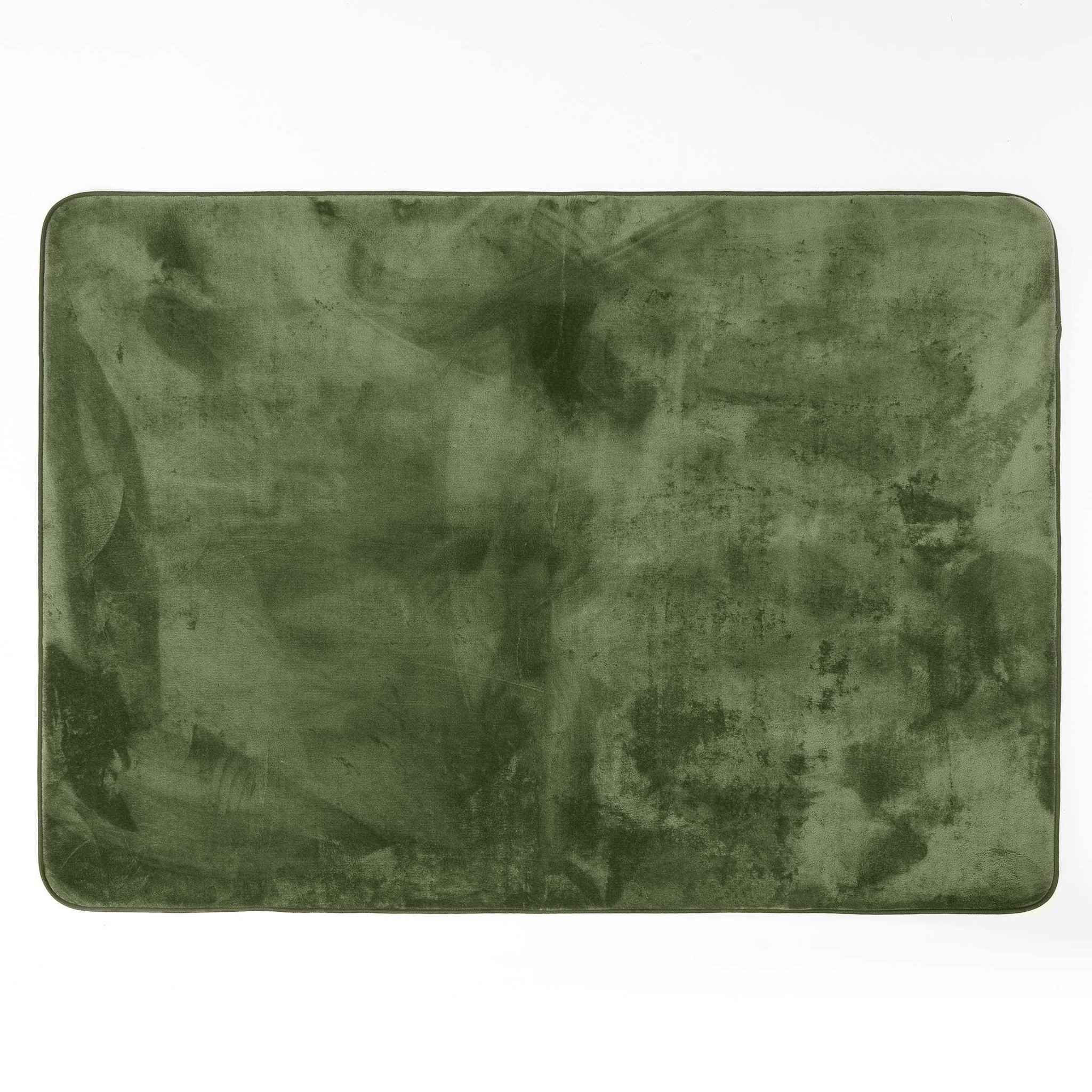 Eden Tapis Doux en Microfibre - Vert Uni - Antidérapant - Confort et Déco - 120 x 170 cm
