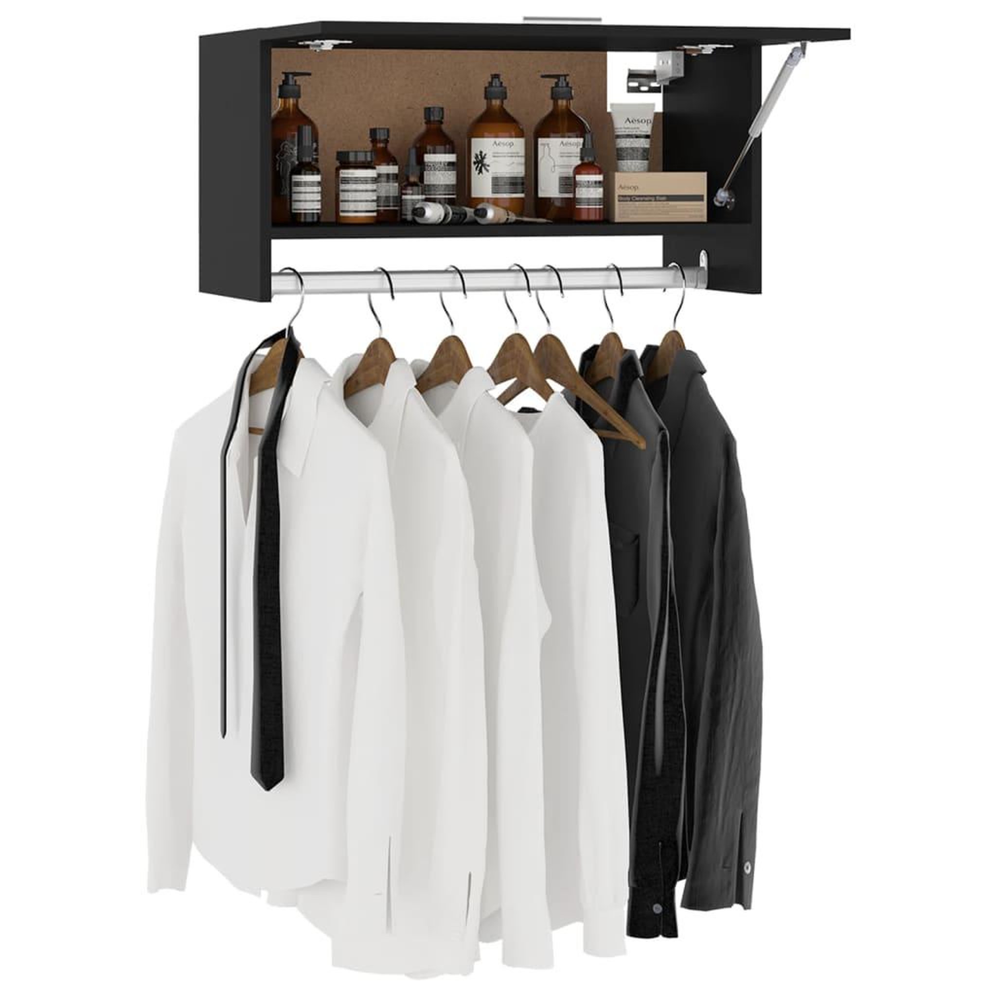 Voir la diapositive 4 : VIDAXL Garde-robe noir 70x32,5x35 cm bois d'ingenierie