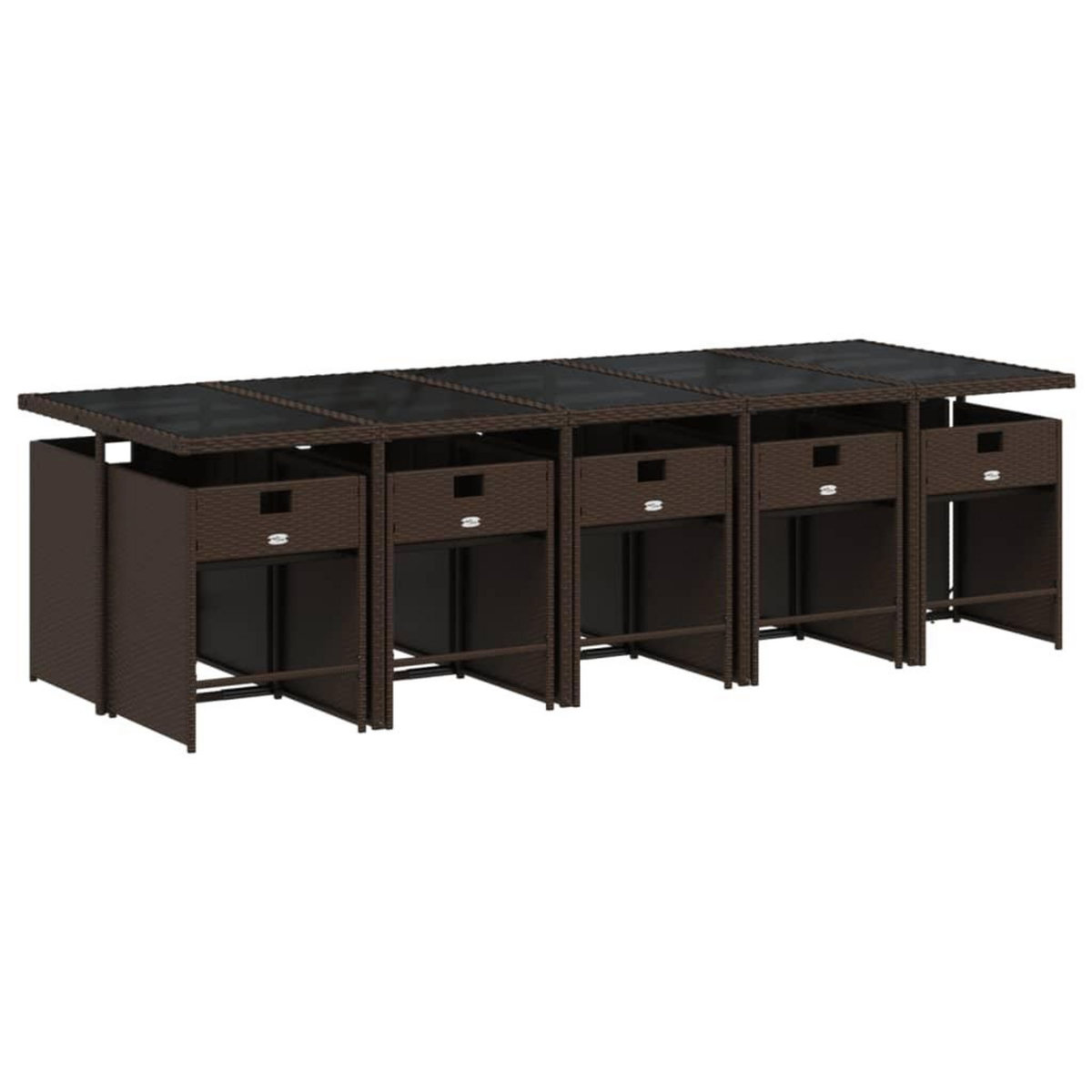 VIDAXL Ensemble a manger de jardin et coussins 11 pcs marron rotin