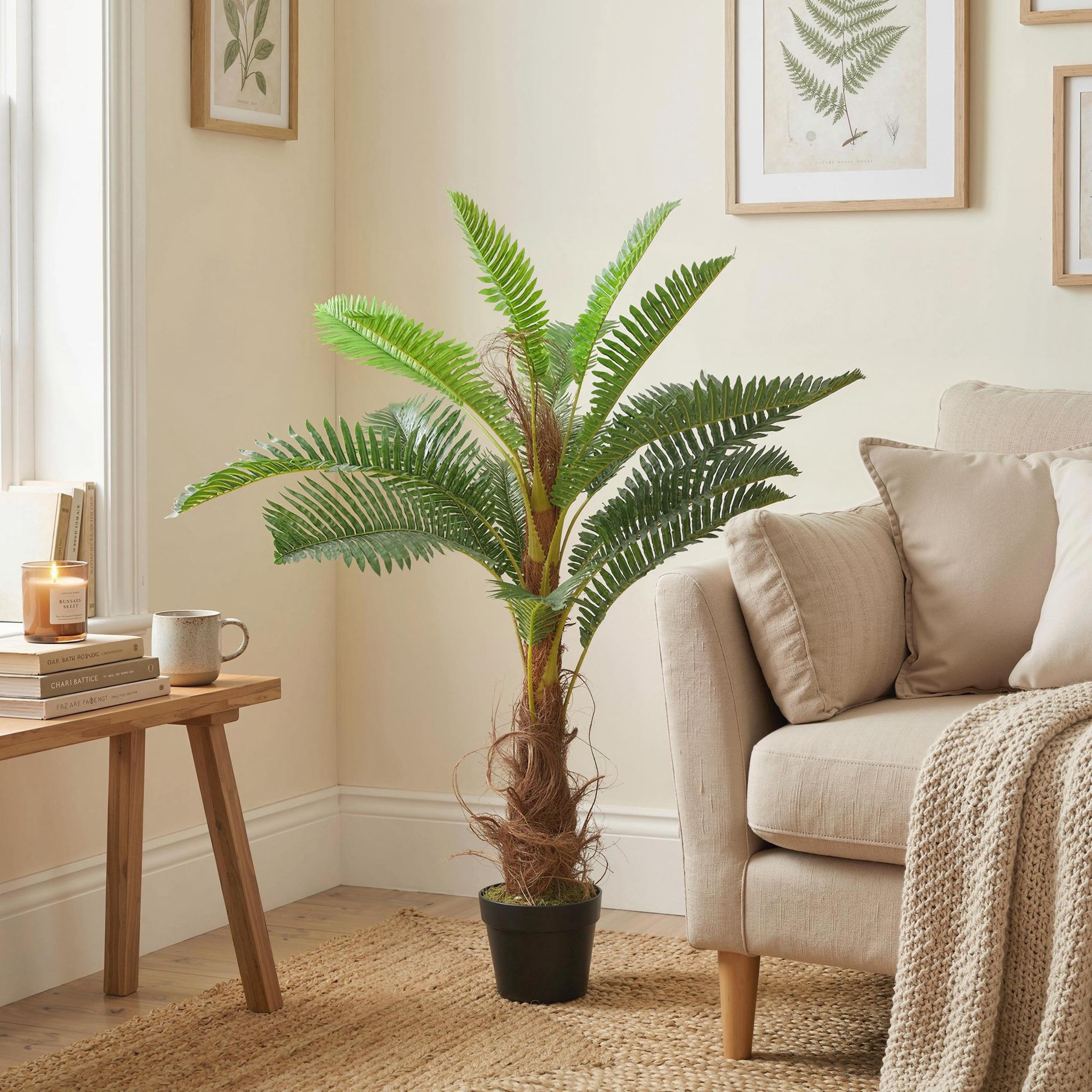 Voir la diapositive 6 : HOMCOM Palmier artificiel H.1 m arbre artificiel tronc branches lichen feuilles grand réalisme pot inclus