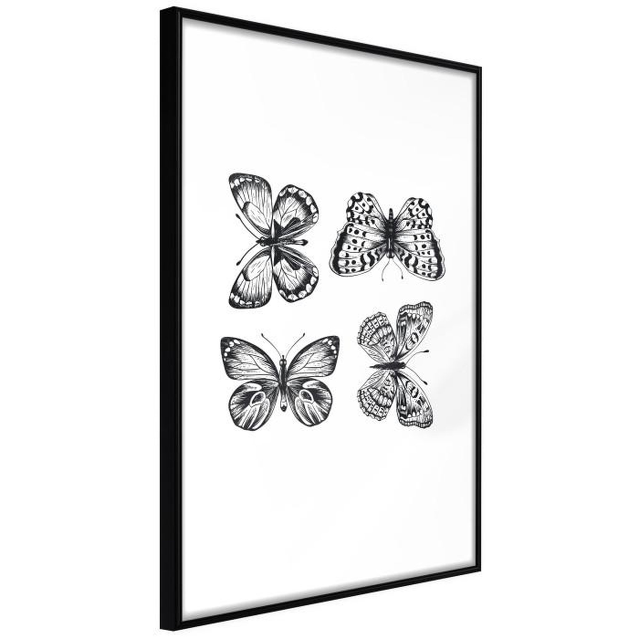 Paris Prix Affiche Murale Encadrée  Butterfly Collection IV. Coloris disponibles : Noir, Jaune