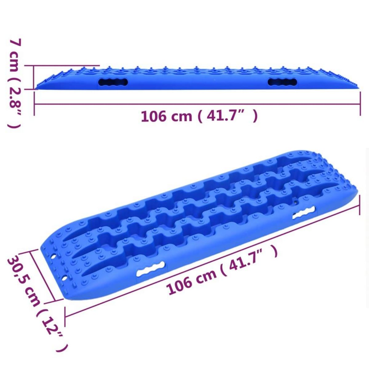 VIDAXL Planches de traction 2 pc Bleu 106x30,5x7 cm Nylon