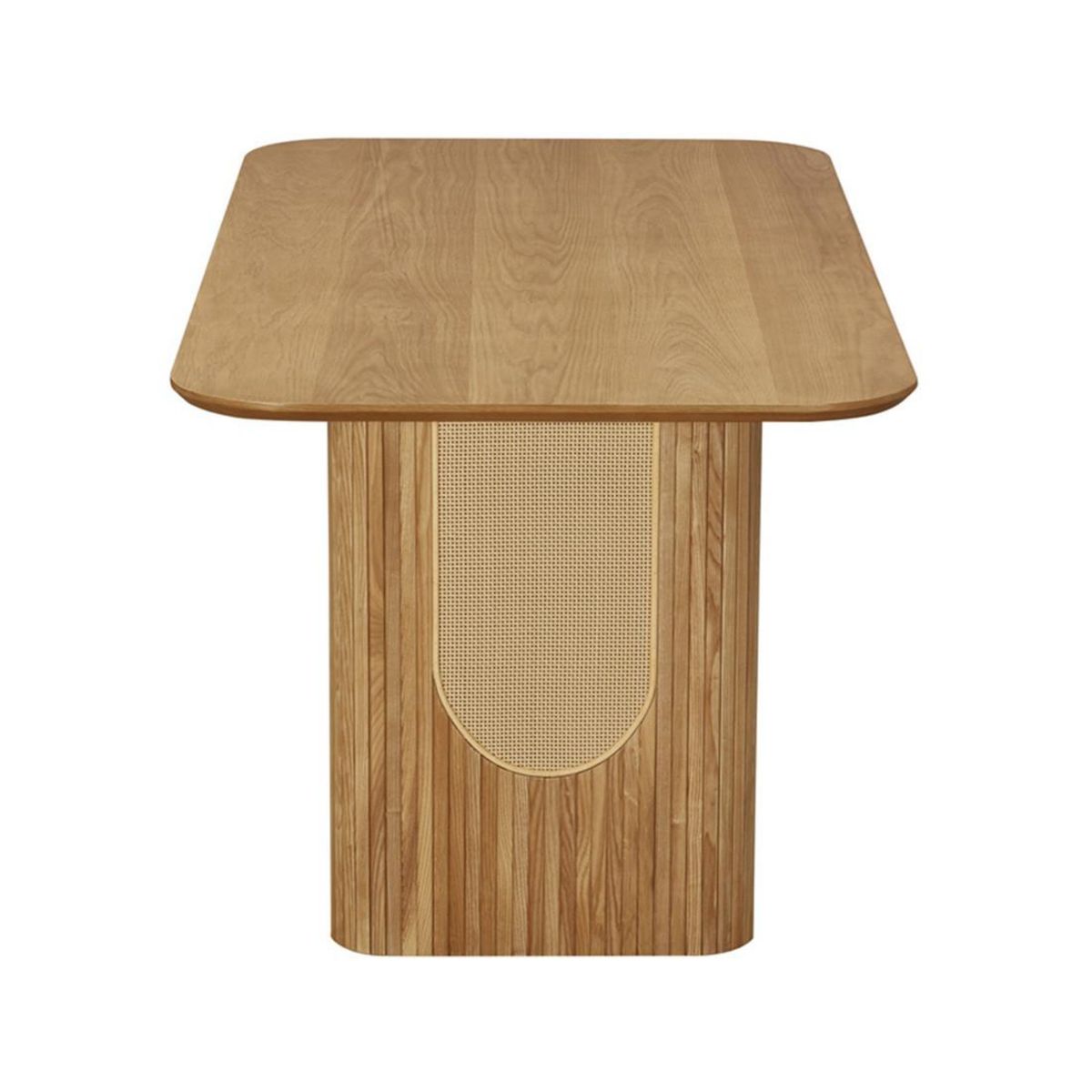 LISA DESIGN Milazzo - table à manger - bois plaqué chêne et cannage - 180 cm