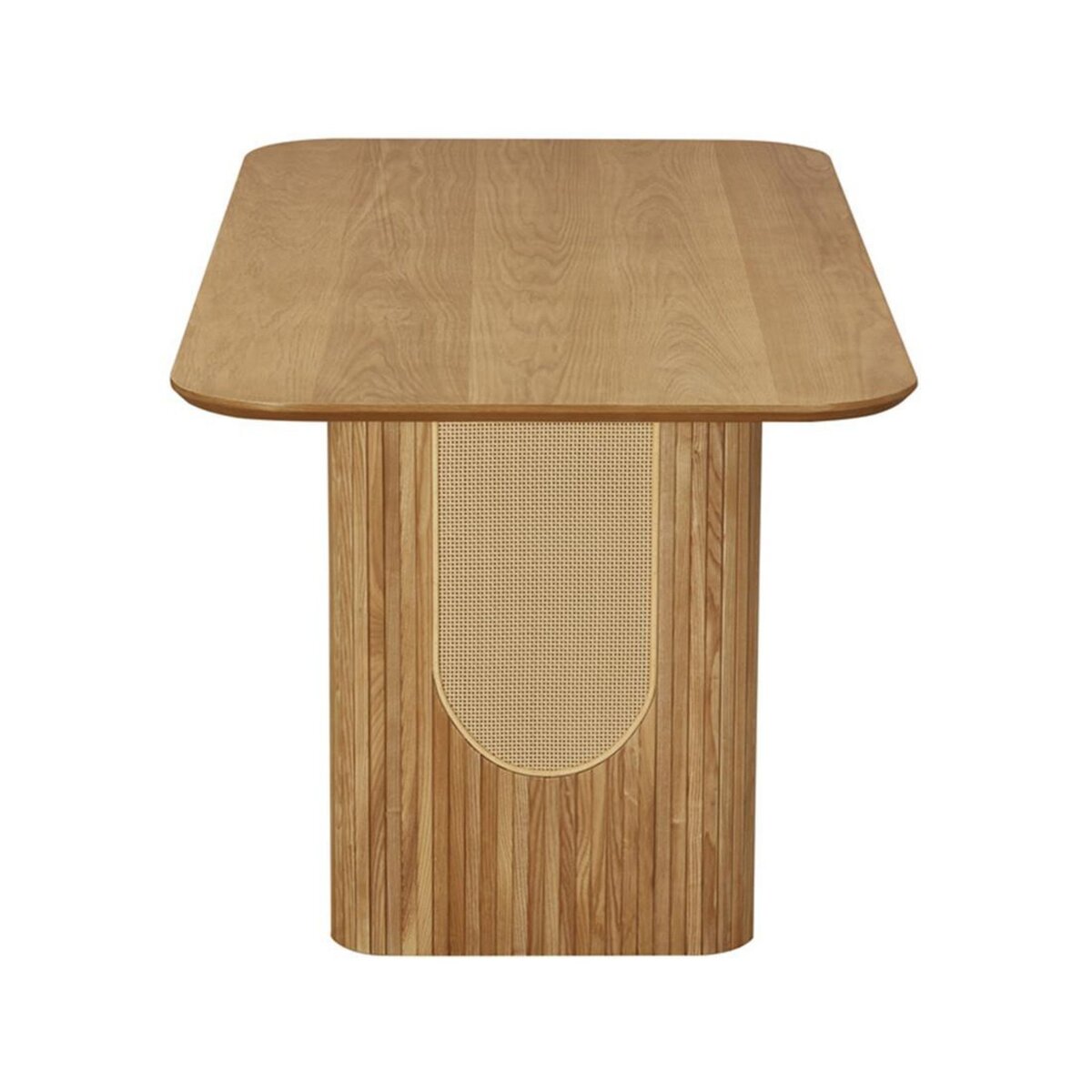 LISA DESIGN Milazzo - table à manger - bois plaqué chêne et cannage - 180 cm