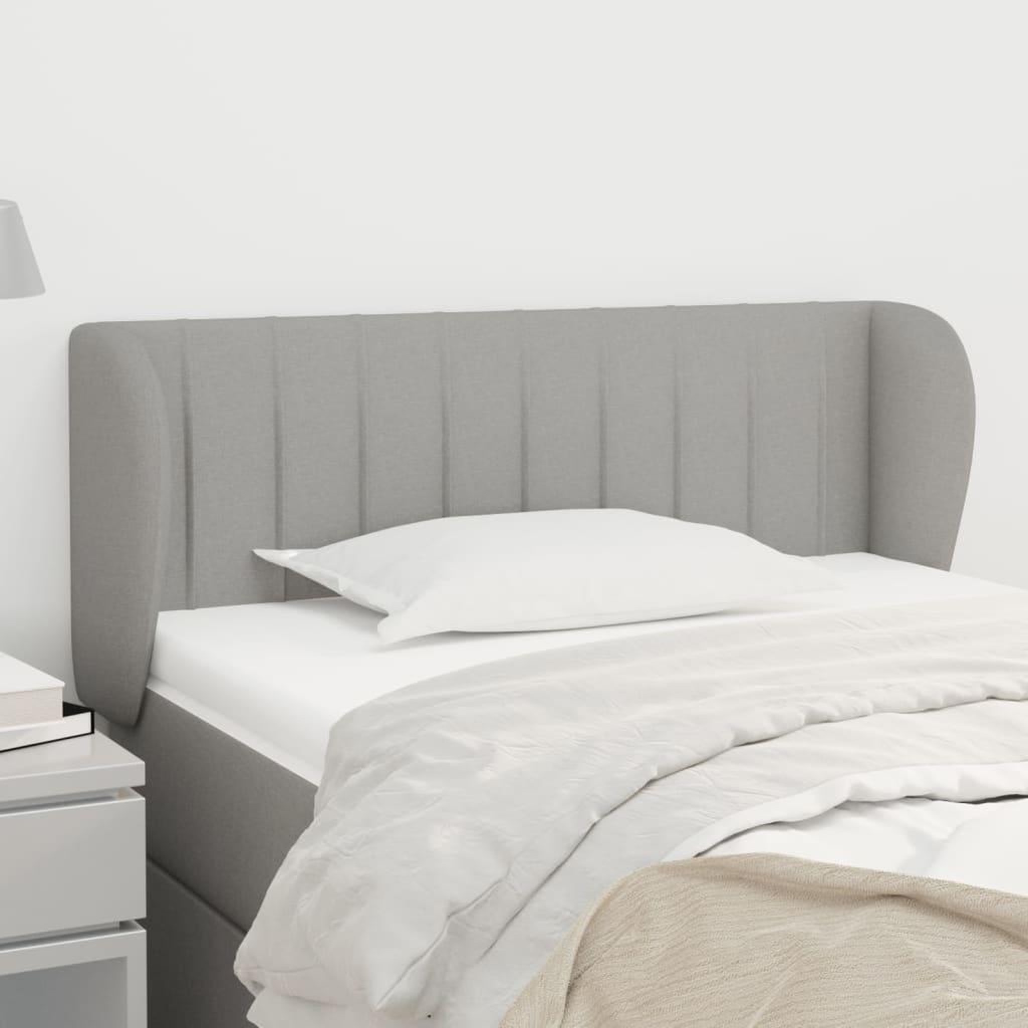Voir la diapositive 1 : VIDAXL Tete de lit avec oreilles Gris clair 93x23x78/88 cm Tissu