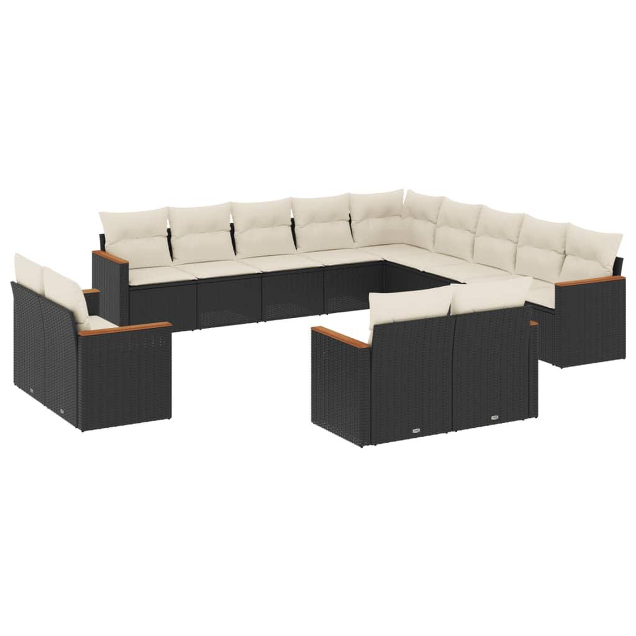 Voir la diapositive 2 : VIDAXL Salon de jardin avec coussins 13 pcs noir resine tressee
