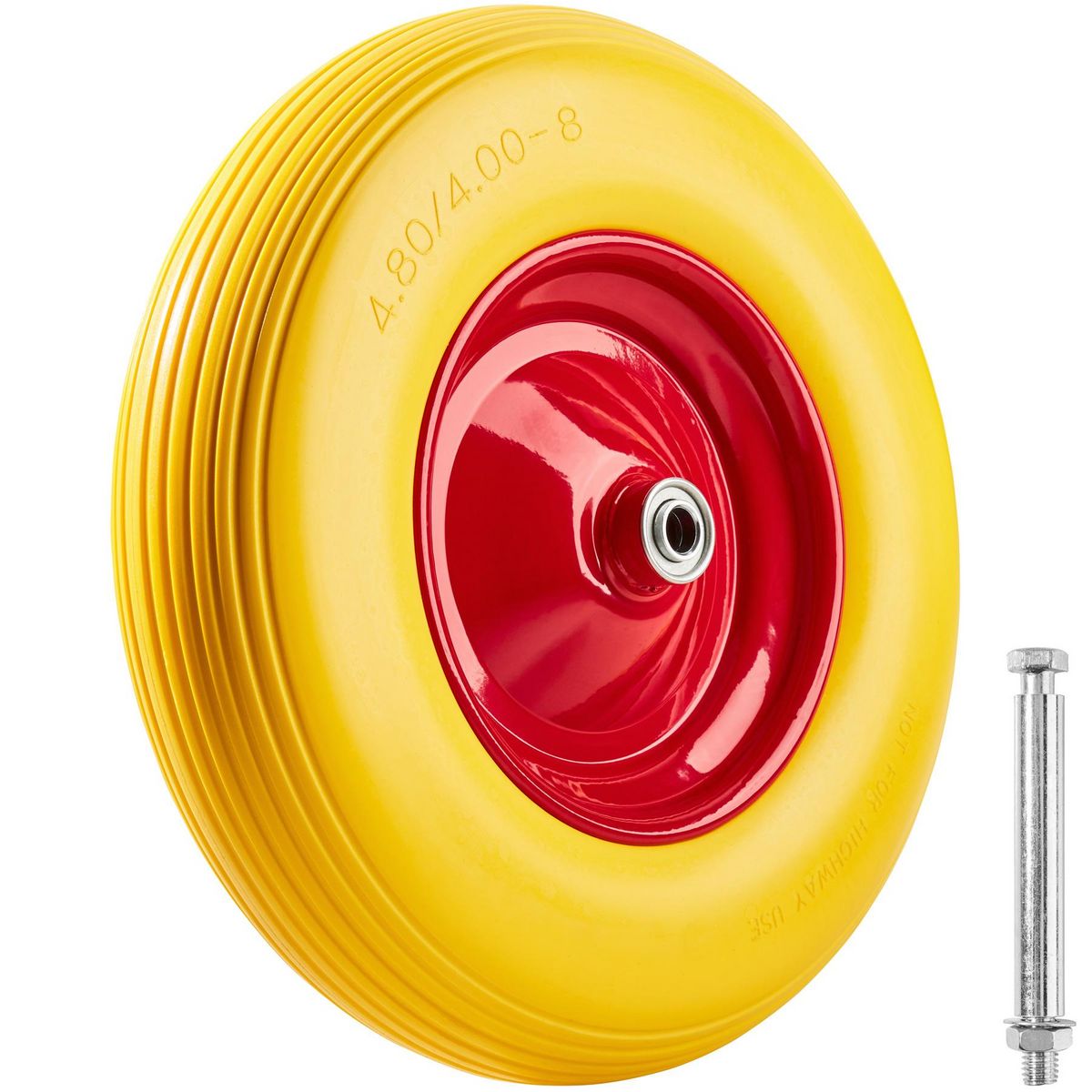 tectake Lot de 2 roues pour brouette caoutchouc plein en caoutchouc plein avec jante en acier jaune