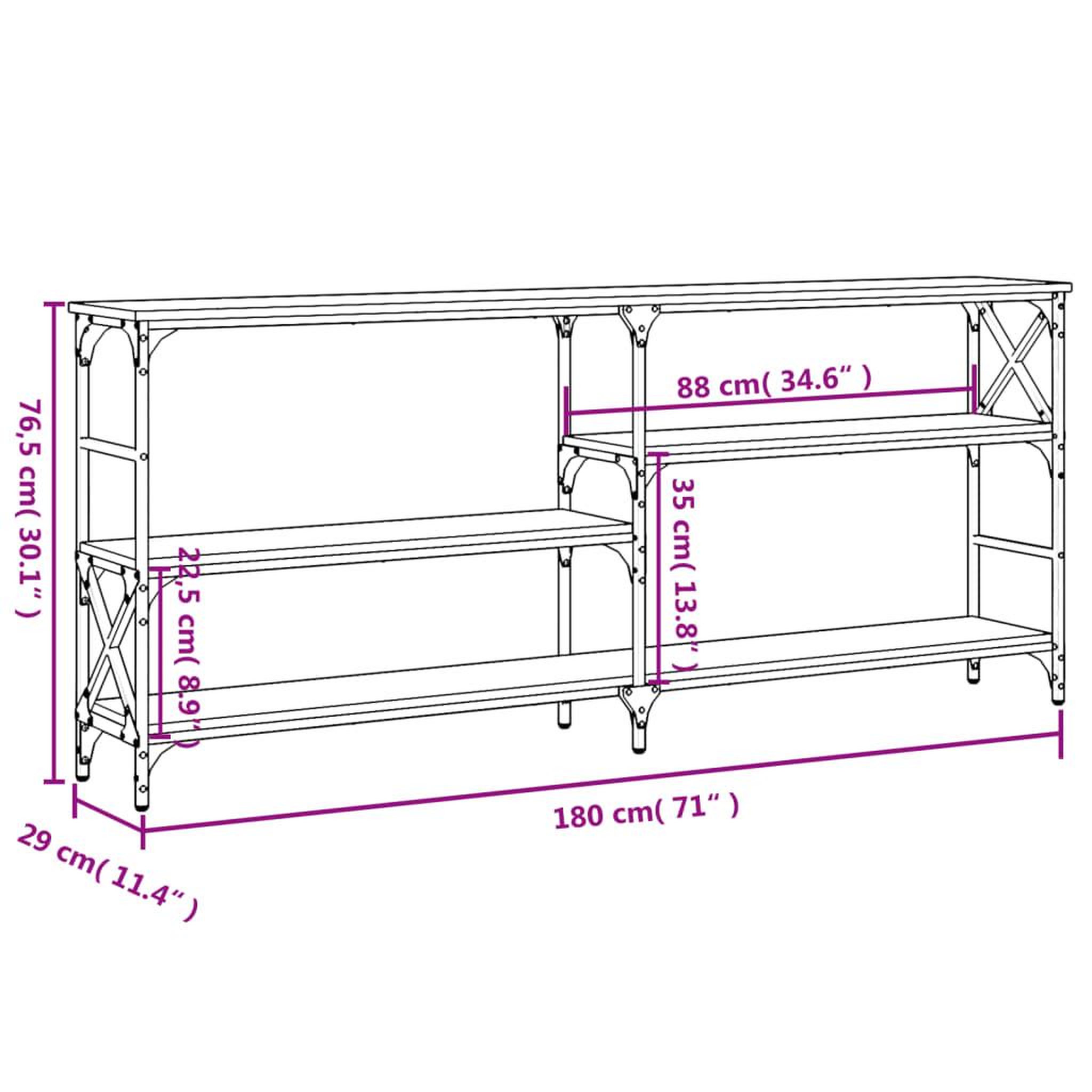 Voir la diapositive 6 : VIDAXL Table console chene sonoma 180x29x76,5 cm bois d'ingenierie